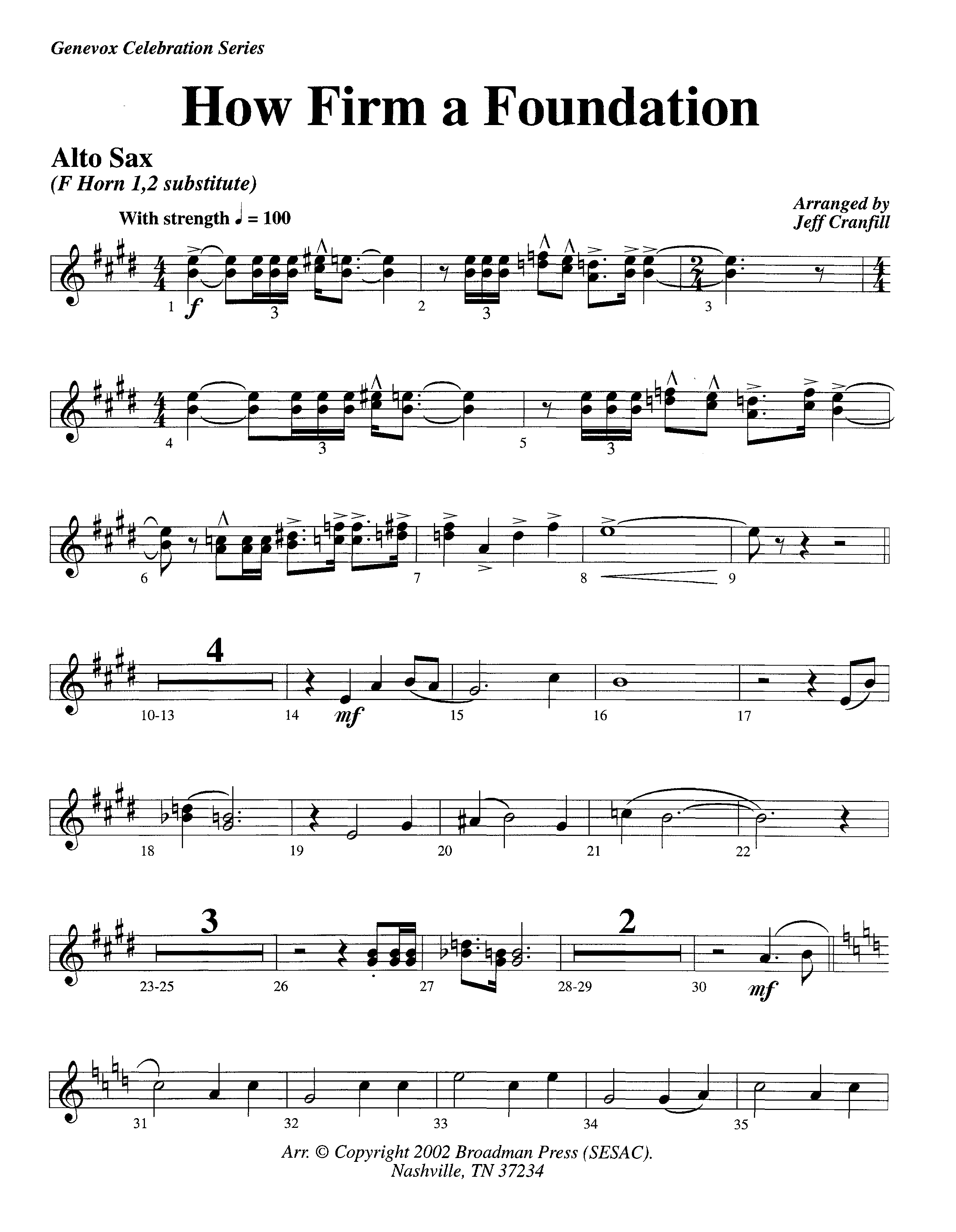 How Firm A Foundation (Instrumental) Alto Sax (Lifeway Worship / Arr. Jeff Cranfill)