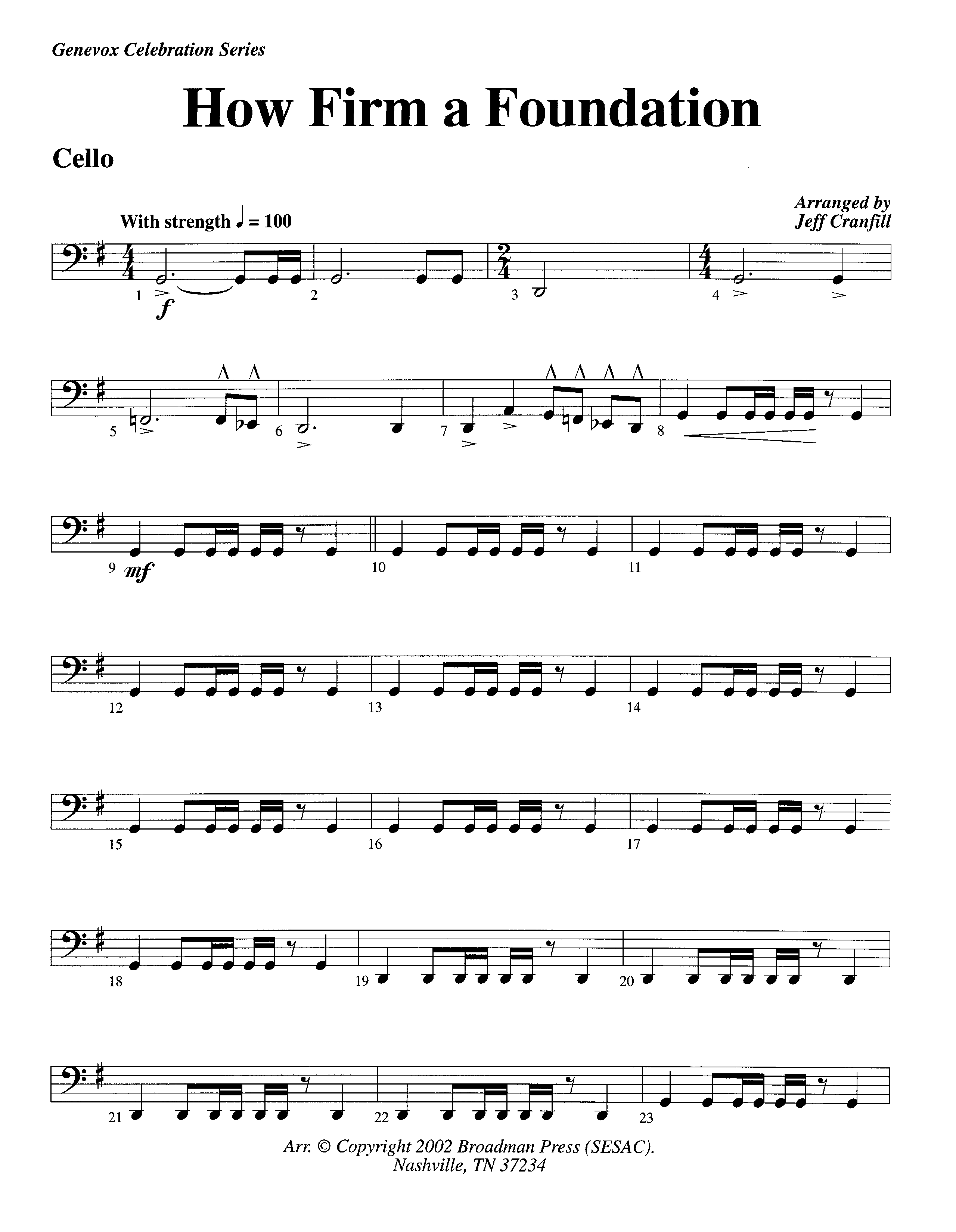 How Firm A Foundation (Instrumental) Cello (Lifeway Worship / Arr. Jeff Cranfill)