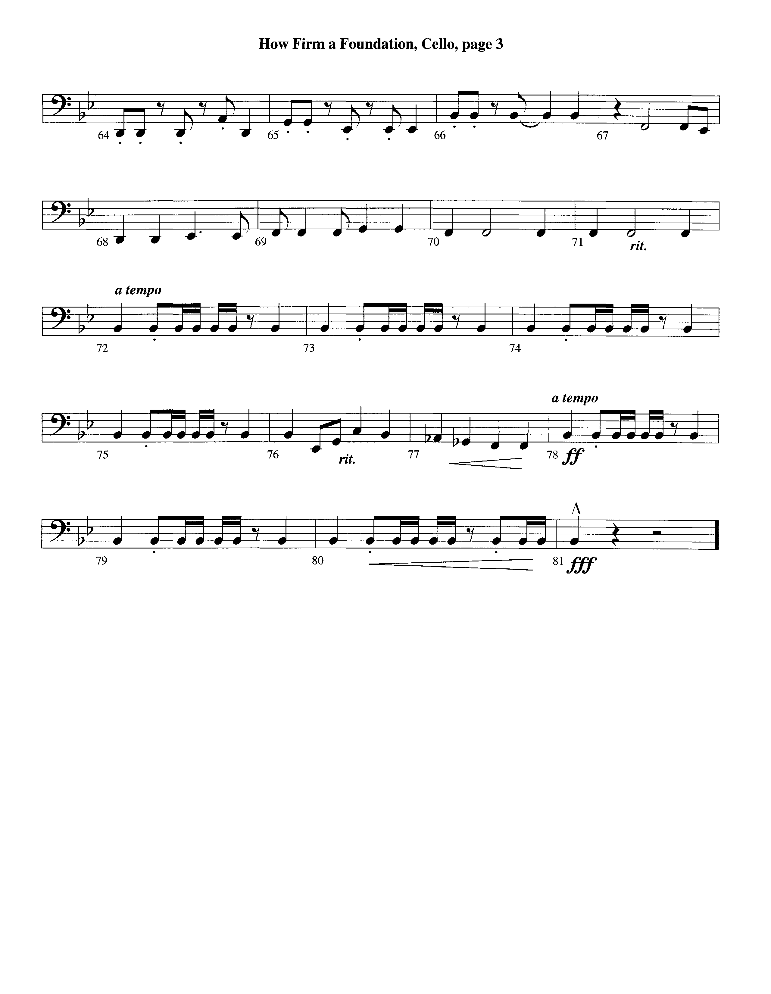How Firm A Foundation (Instrumental) Cello (Lifeway Worship / Arr. Jeff Cranfill)