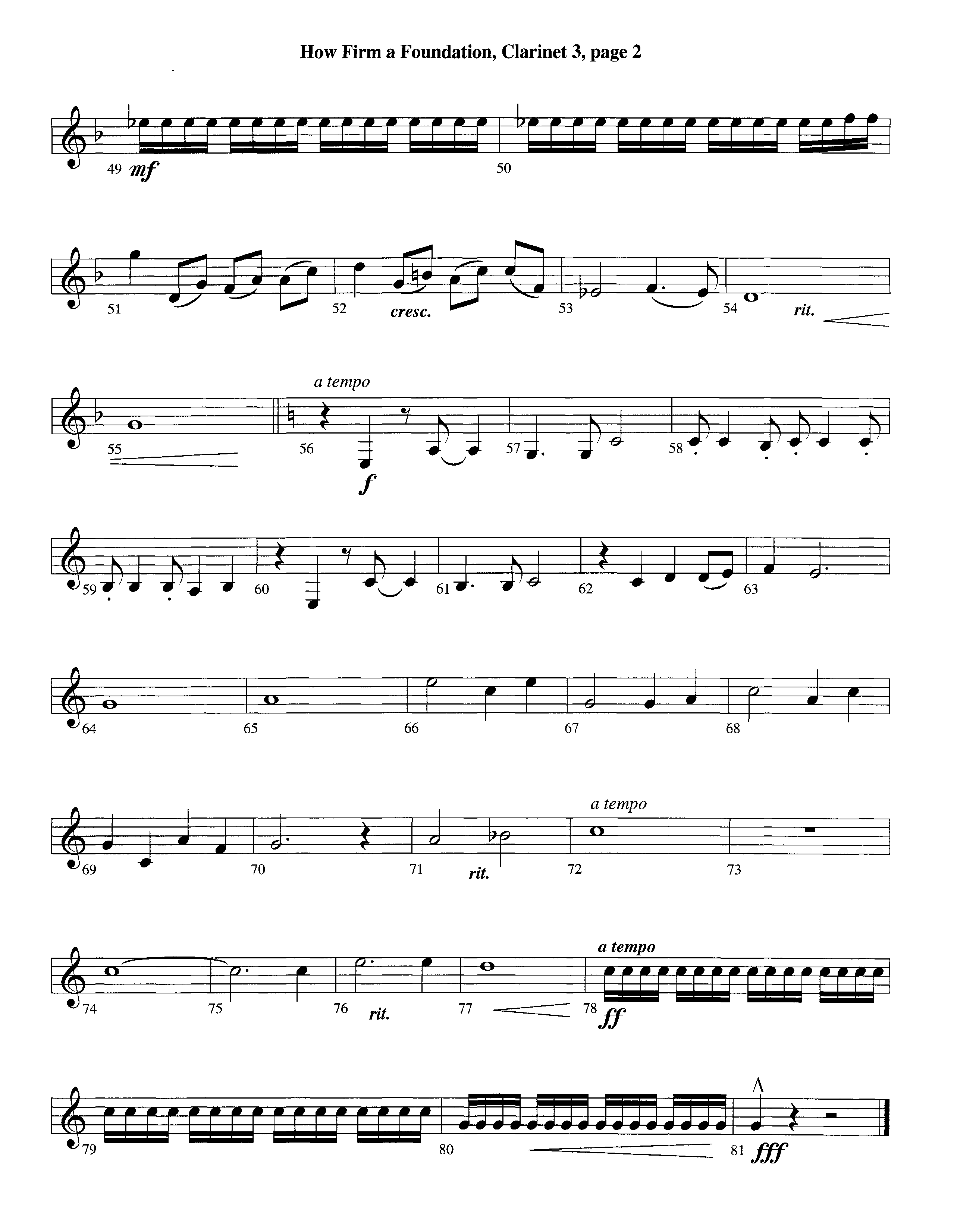 How Firm A Foundation (Instrumental) Clarinet 3 (Lifeway Worship / Arr. Jeff Cranfill)