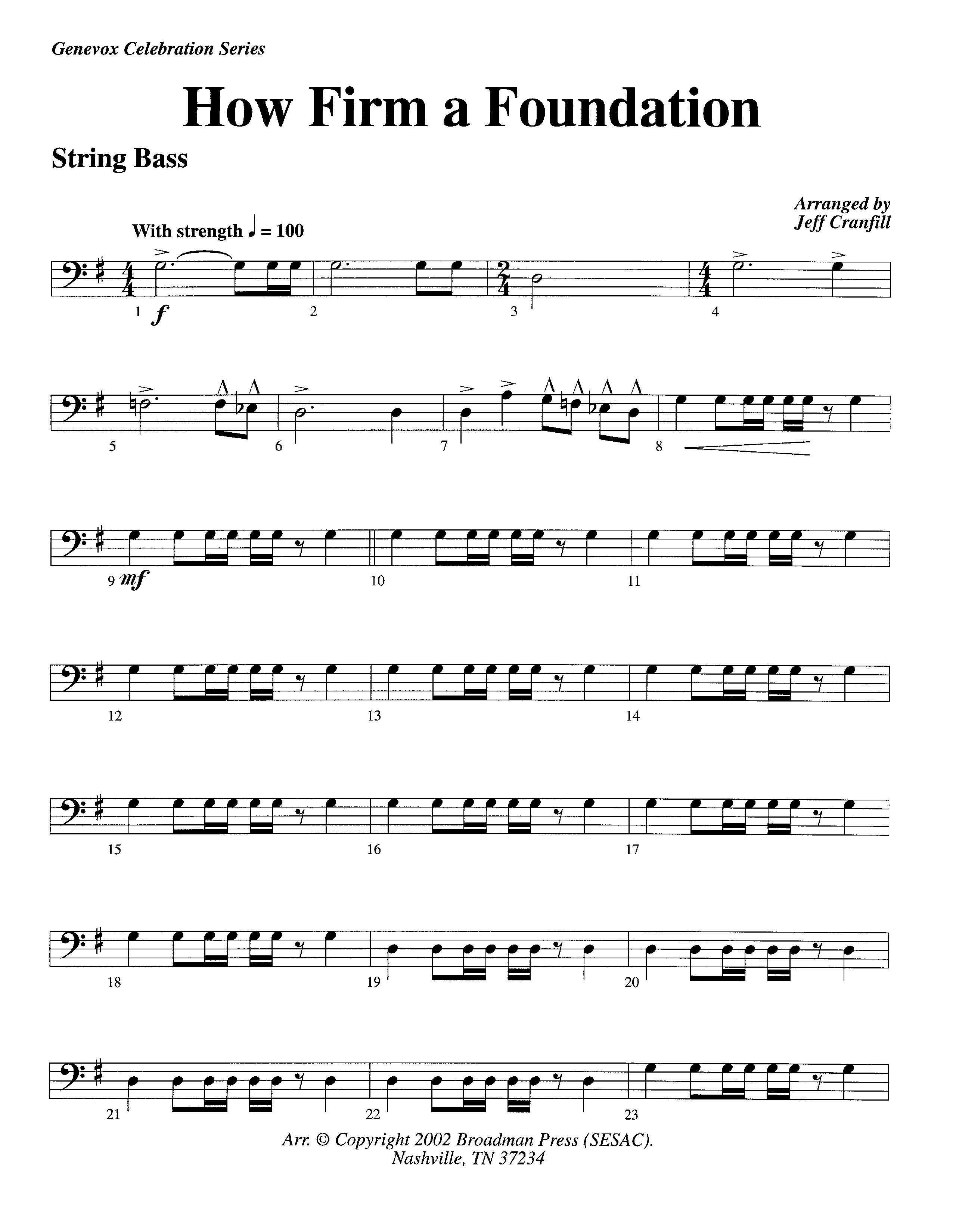 How Firm A Foundation (Instrumental) Double Bass (Lifeway Worship / Arr. Jeff Cranfill)