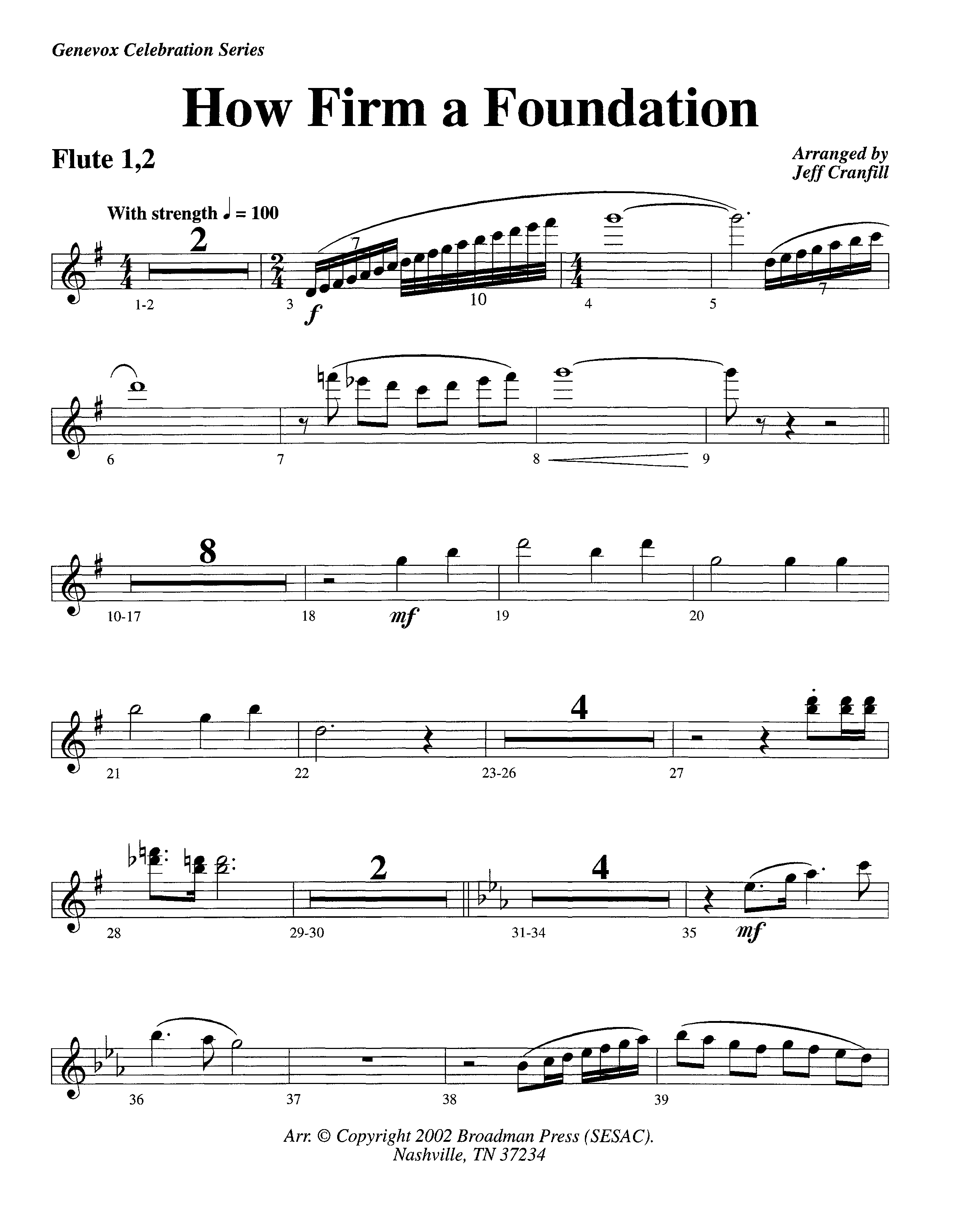 How Firm A Foundation (Instrumental) Flute 1/2 (Lifeway Worship / Arr. Jeff Cranfill)