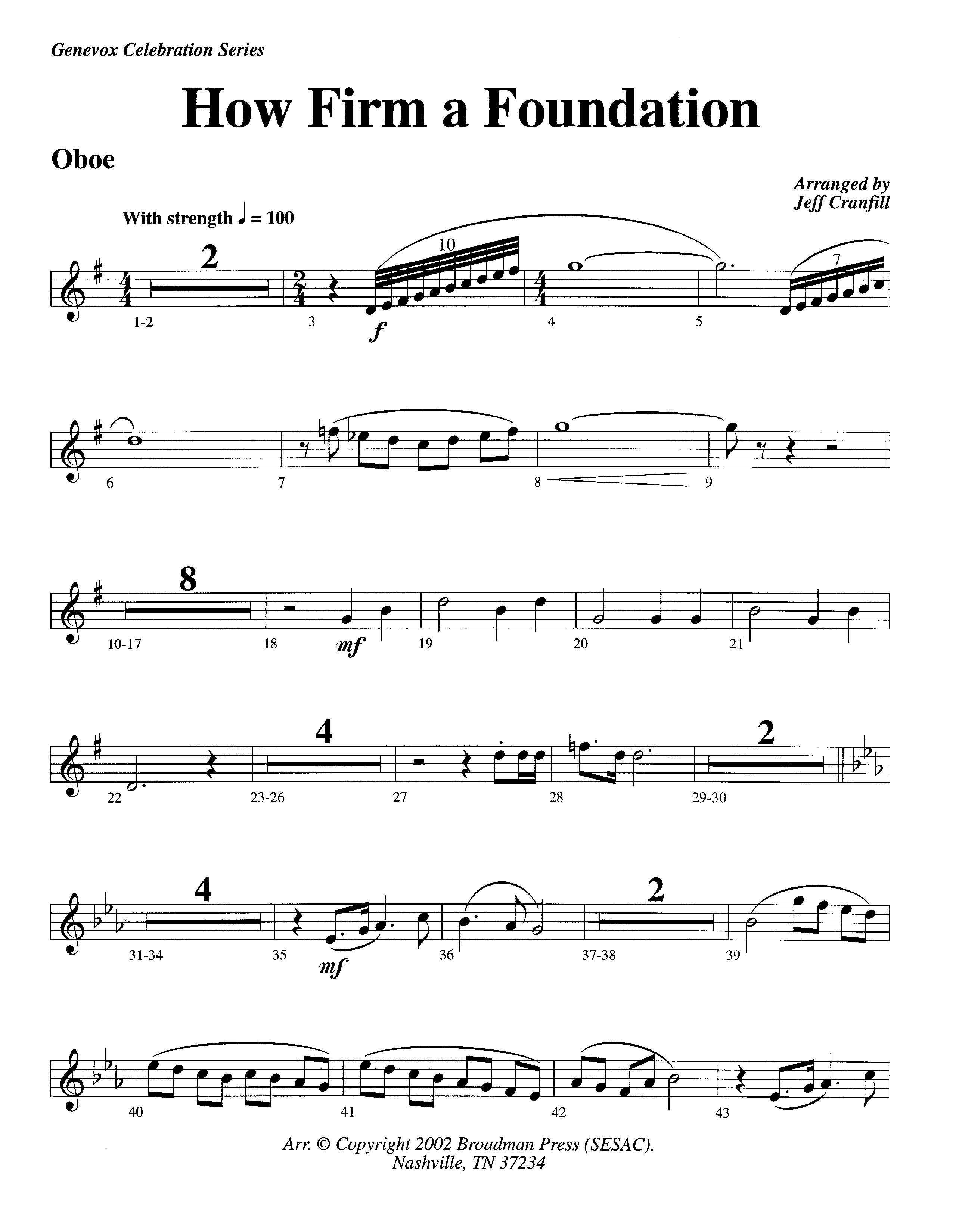 How Firm A Foundation (Instrumental) Oboe (Lifeway Worship / Arr. Jeff Cranfill)