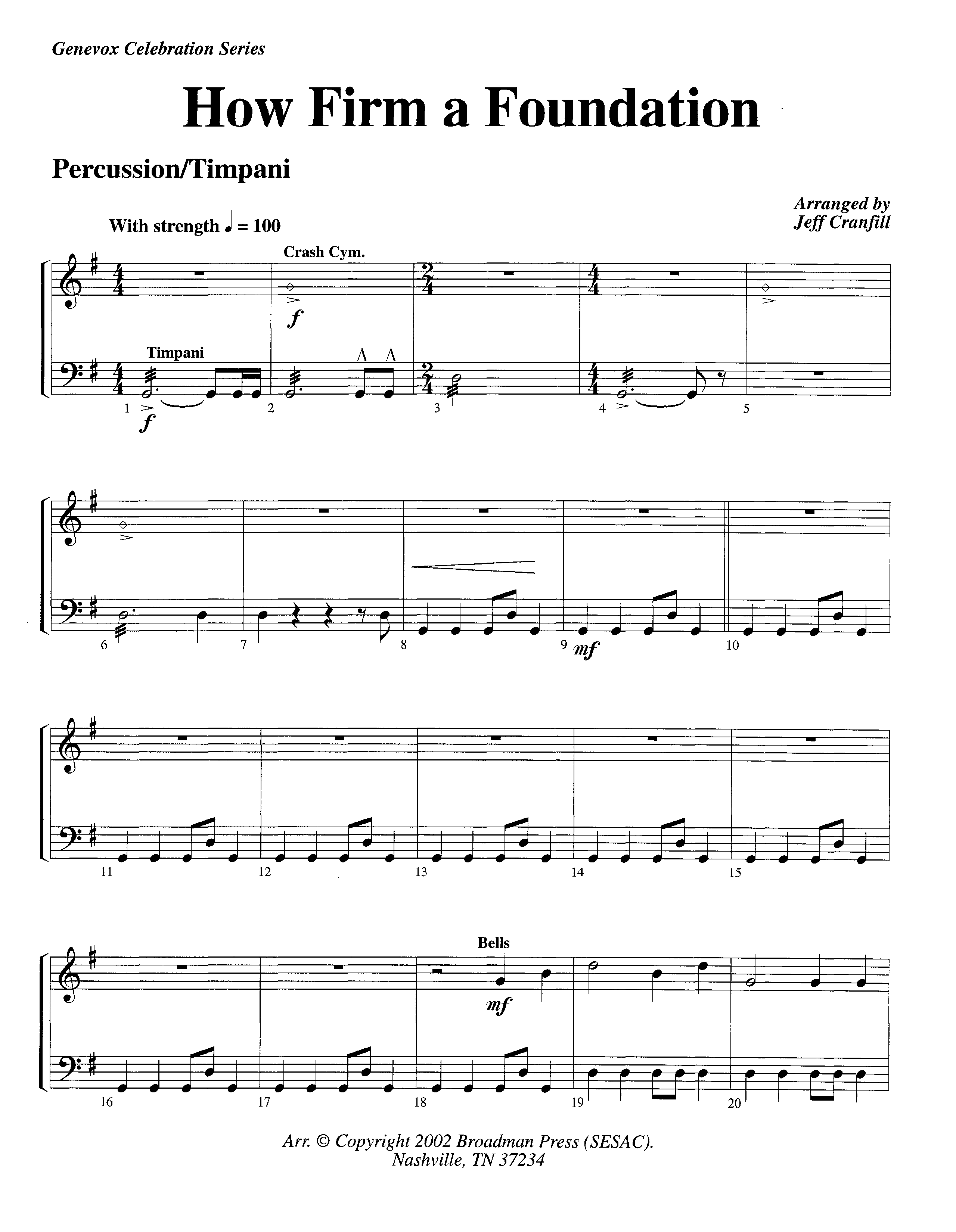 How Firm A Foundation (Instrumental) Percussion (Lifeway Worship / Arr. Jeff Cranfill)