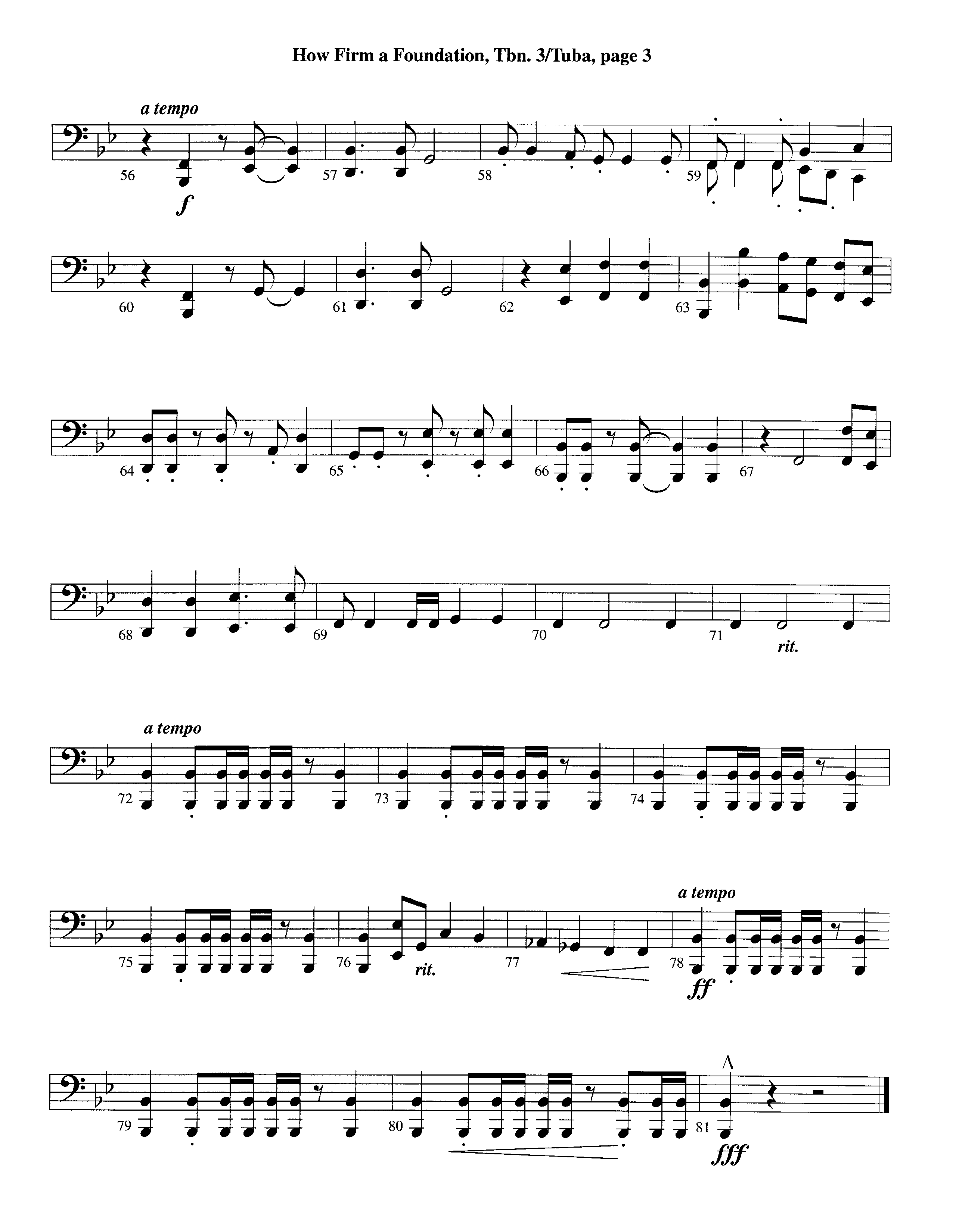 How Firm A Foundation (Instrumental) Trombone 3/Tuba (Lifeway Worship / Arr. Jeff Cranfill)