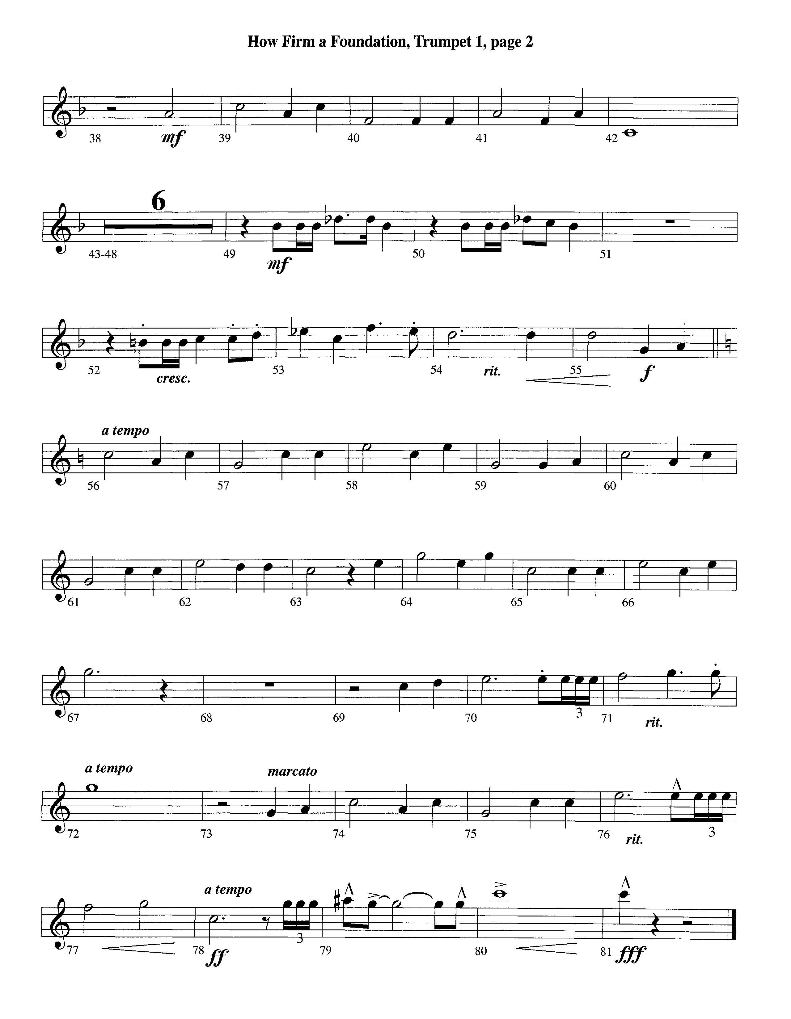How Firm A Foundation (Instrumental) Trumpet 1 (Lifeway Worship / Arr. Jeff Cranfill)