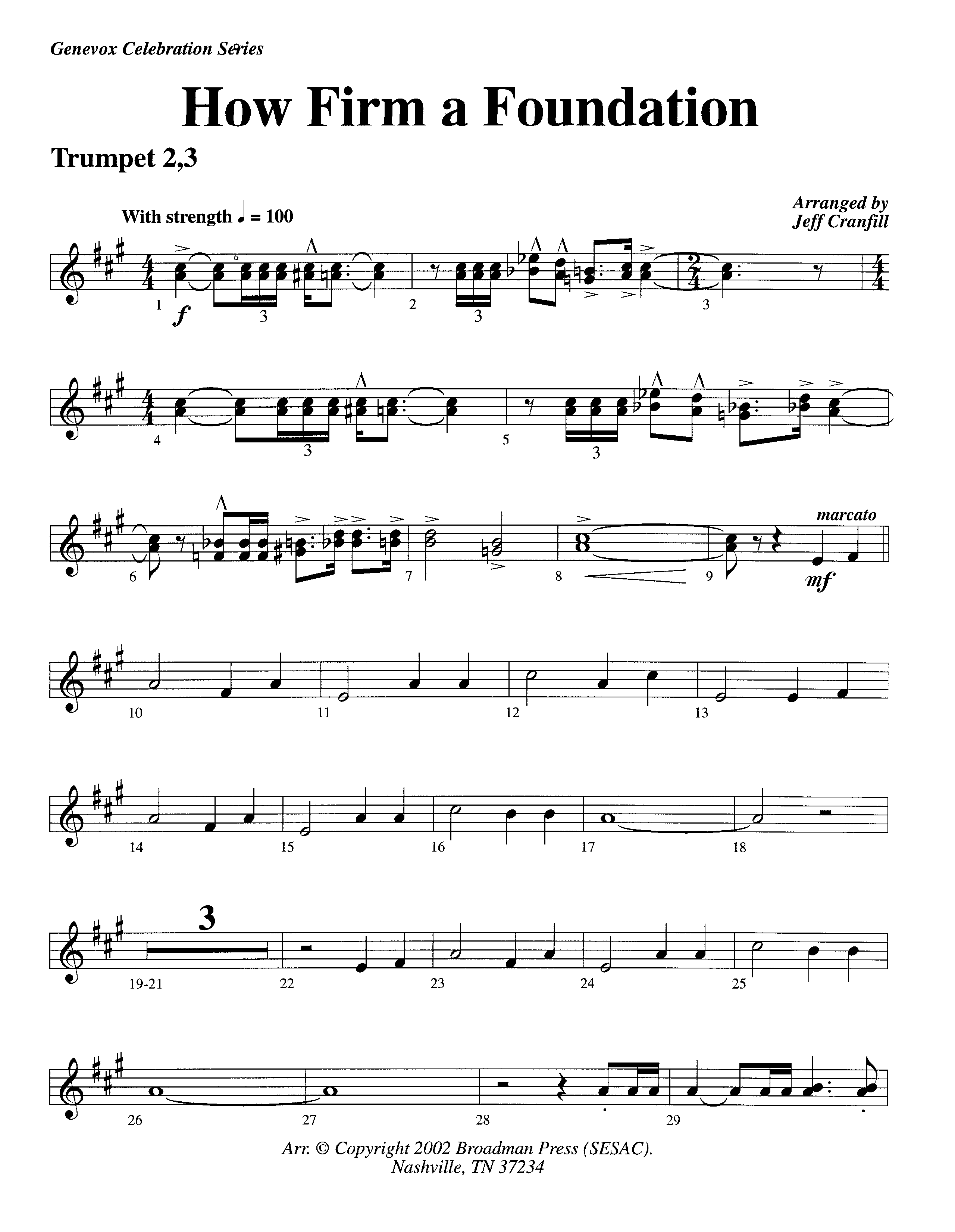 How Firm A Foundation (Instrumental) Trumpet 2/3 (Lifeway Worship / Arr. Jeff Cranfill)