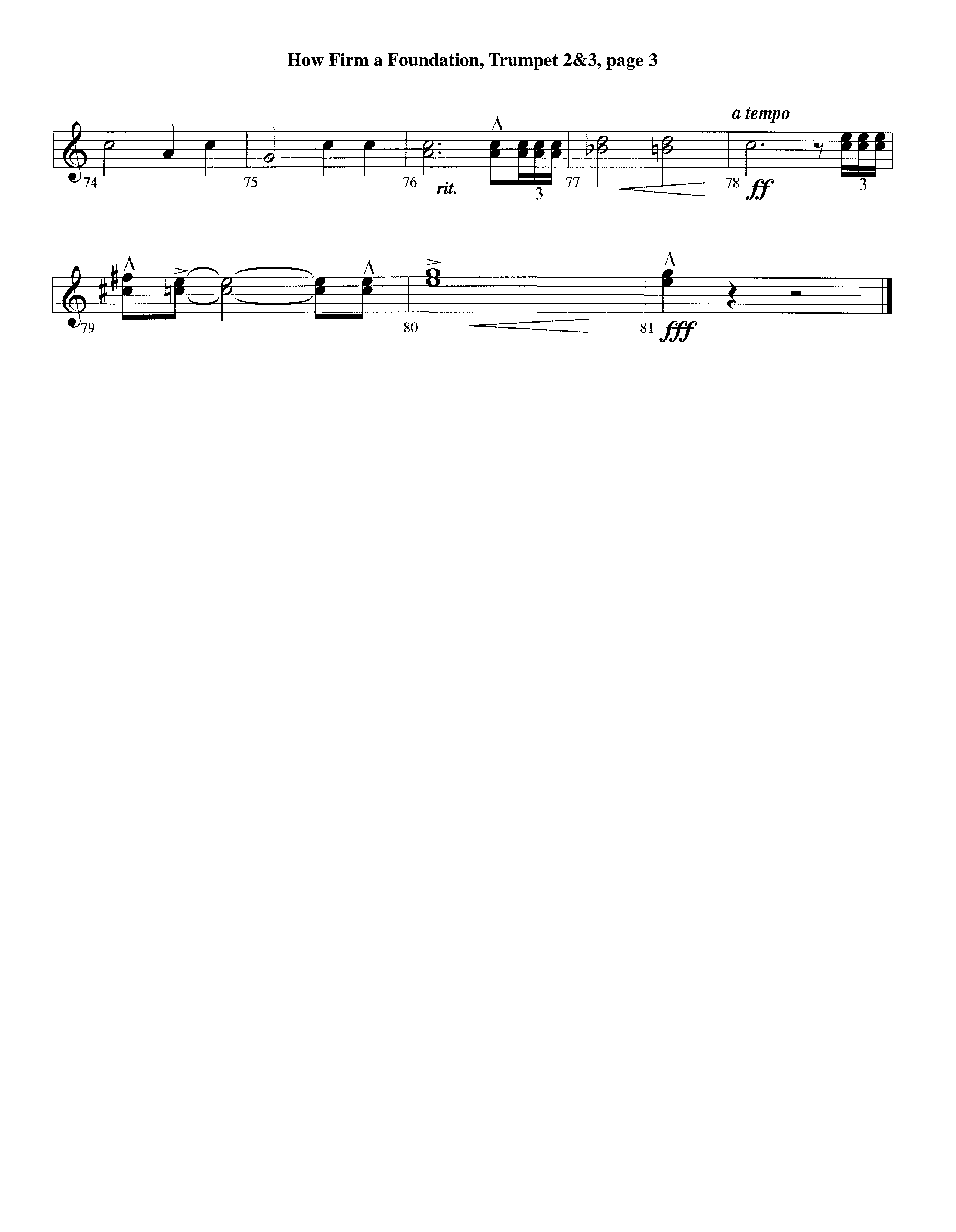 How Firm A Foundation (Instrumental) Trumpet 2/3 (Lifeway Worship / Arr. Jeff Cranfill)