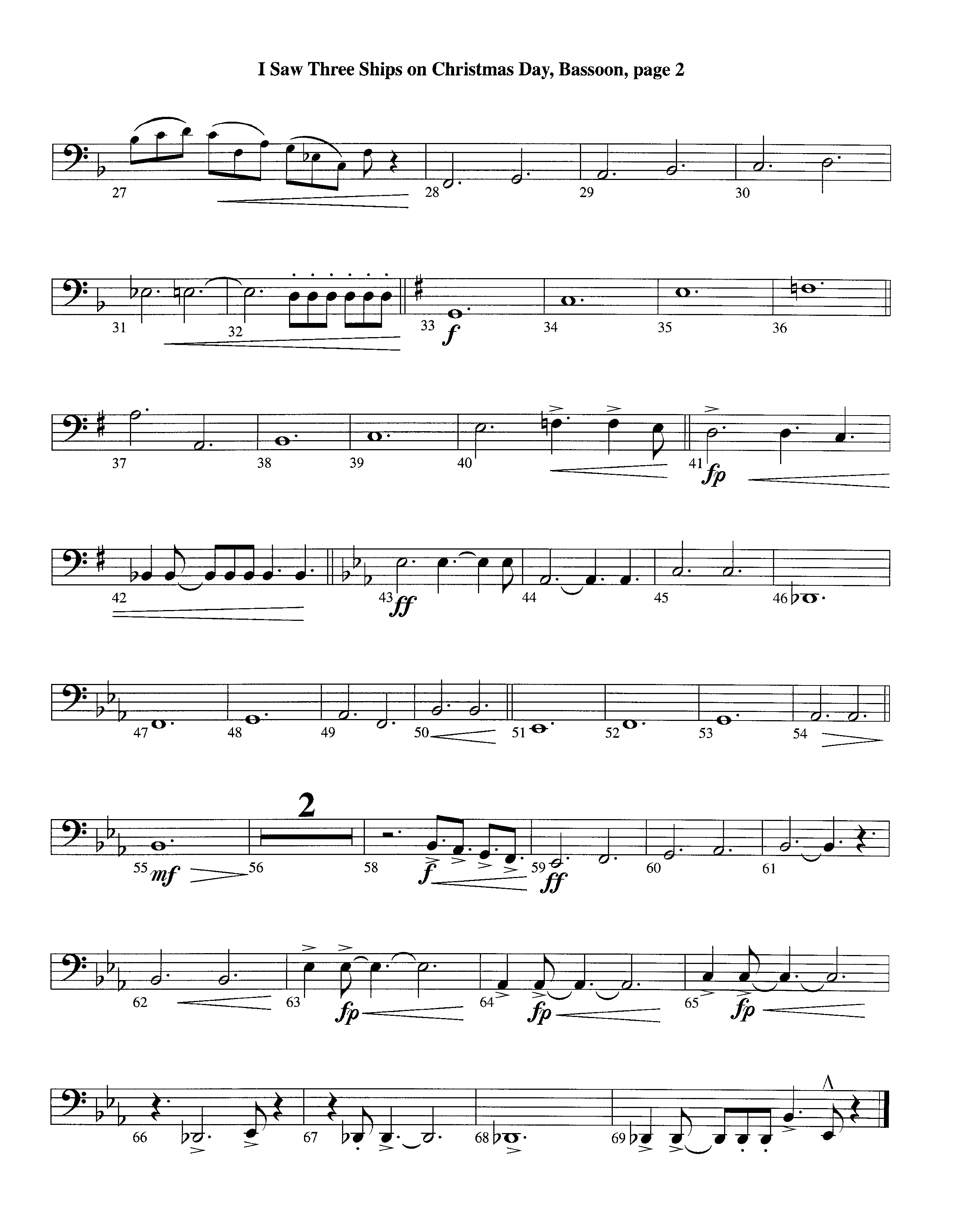 I Saw Three Ships On Christmas Day (with Joy To The World) (Instrumental) Bassoon (Lifeway Worship / Arr. Michael Lawrence)