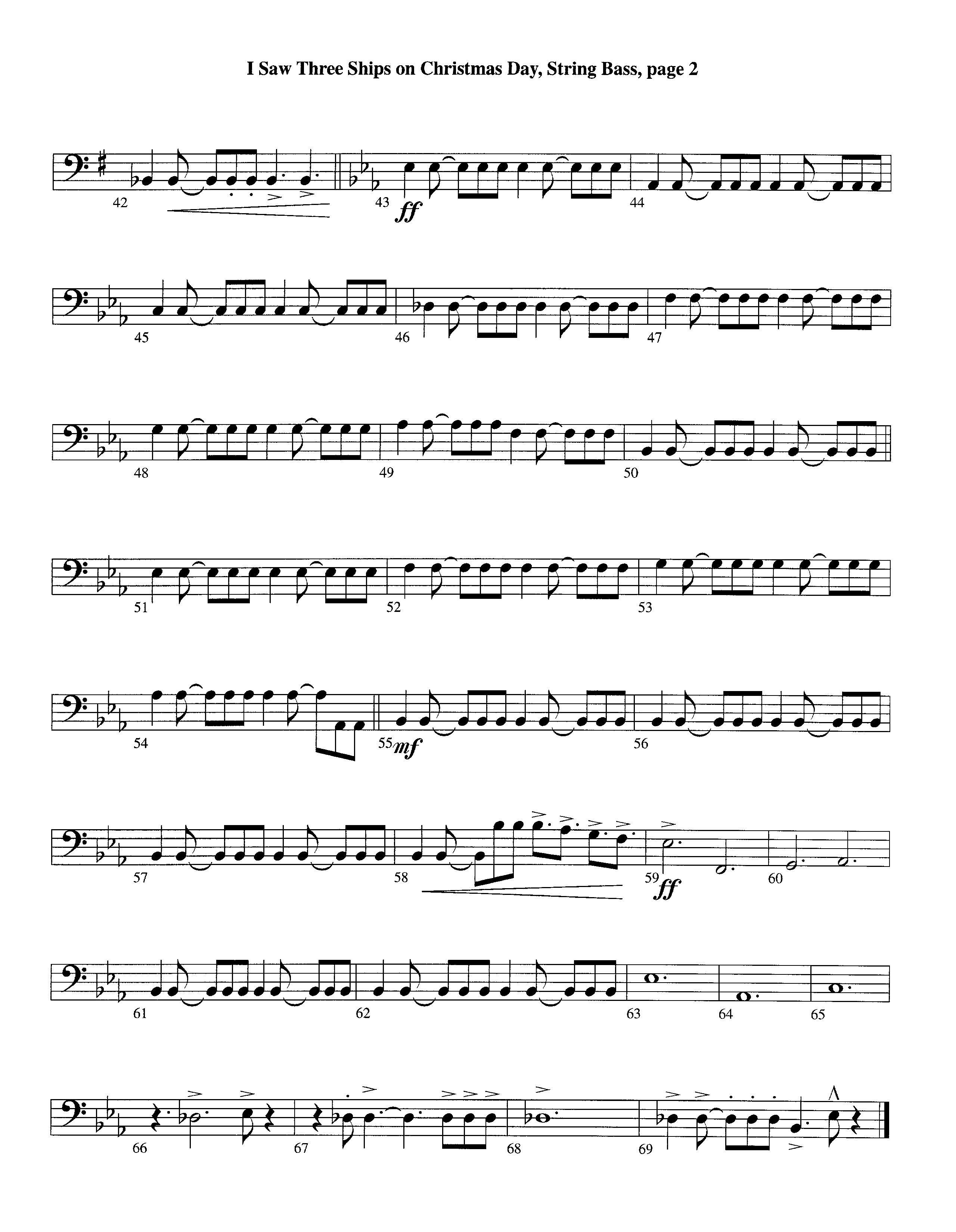 I Saw Three Ships On Christmas Day (with Joy To The World) (Instrumental) Double Bass (Lifeway Worship / Arr. Michael Lawrence)