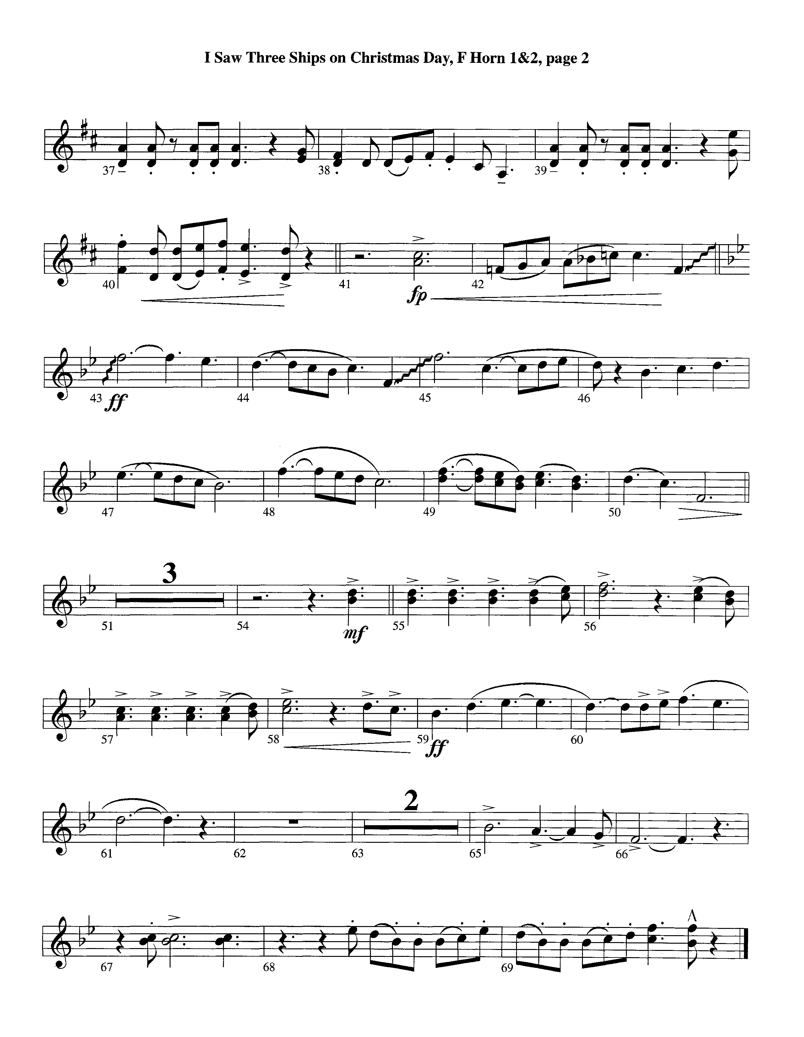 I Saw Three Ships On Christmas Day (with Joy To The World) (Instrumental) French Horn 1/2 (Lifeway Worship / Arr. Michael Lawrence)
