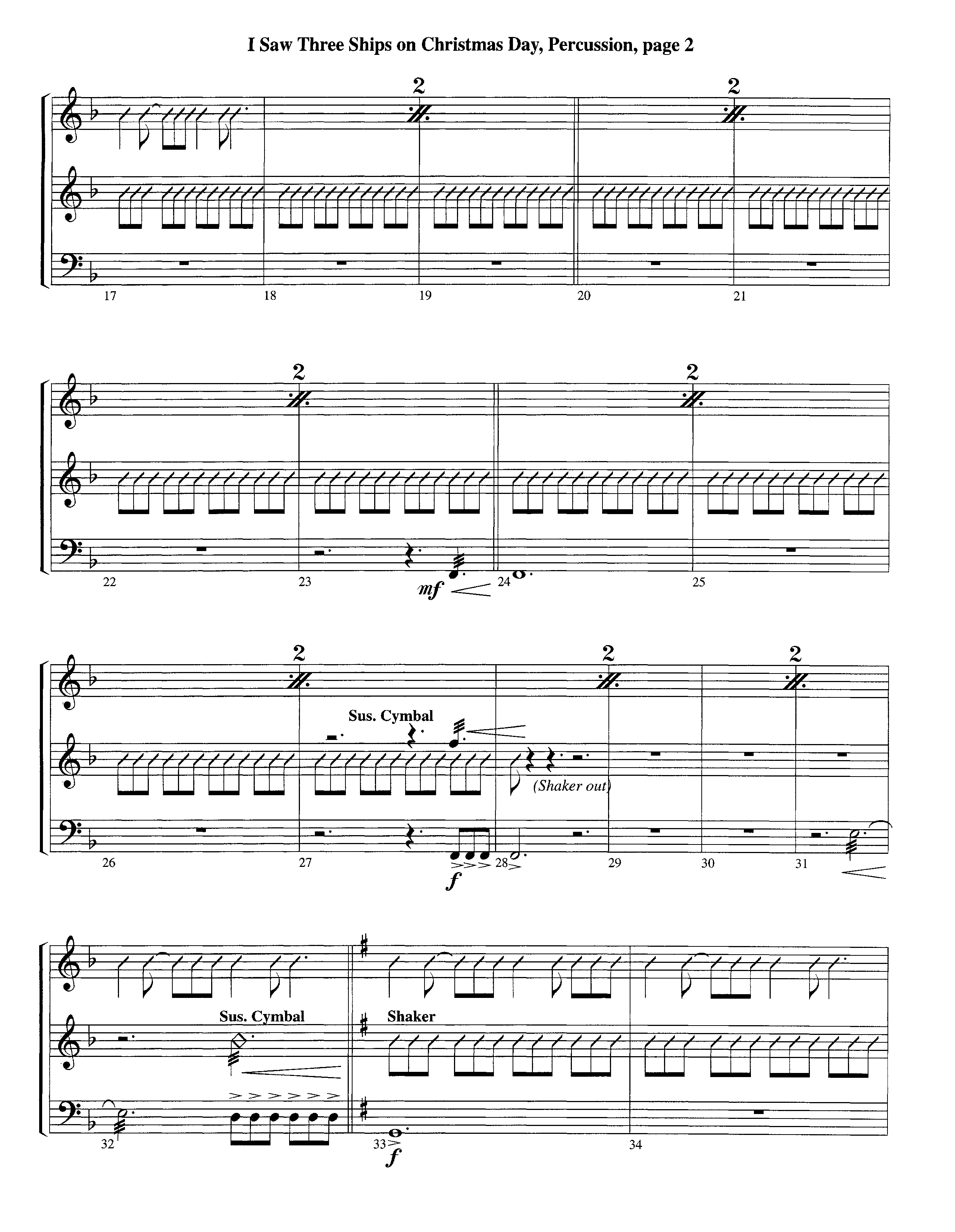 I Saw Three Ships On Christmas Day (with Joy To The World) (Instrumental) Percussion (Lifeway Worship / Arr. Michael Lawrence)