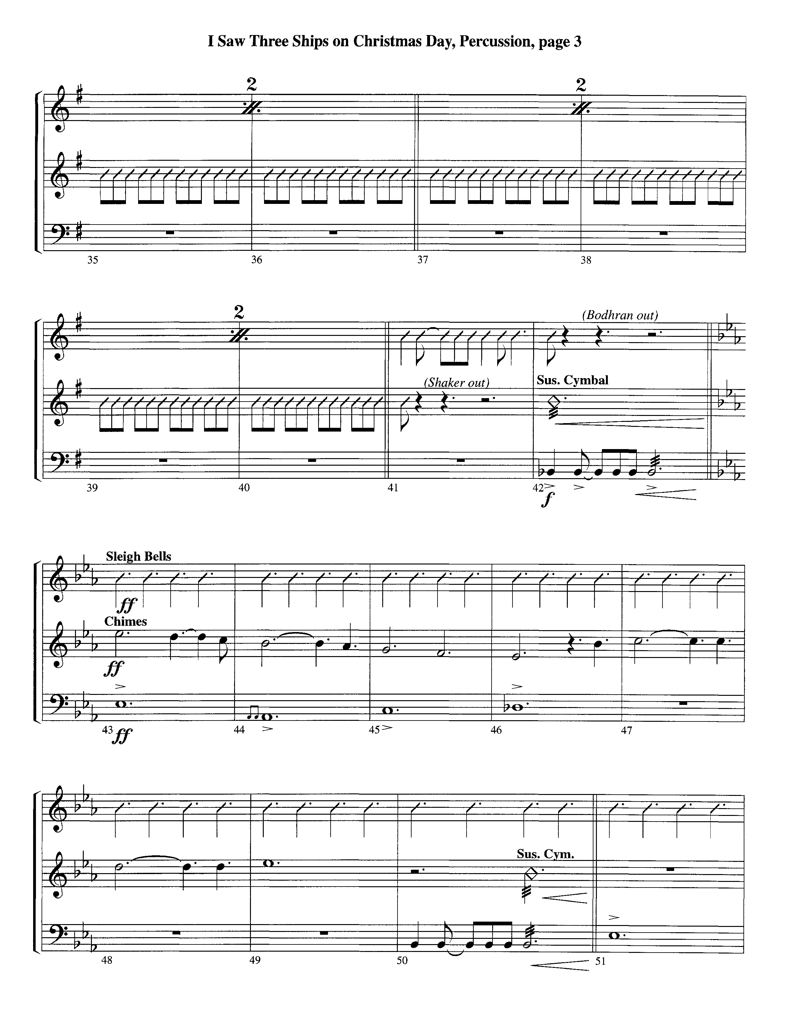 I Saw Three Ships On Christmas Day (with Joy To The World) (Instrumental) Percussion (Lifeway Worship / Arr. Michael Lawrence)