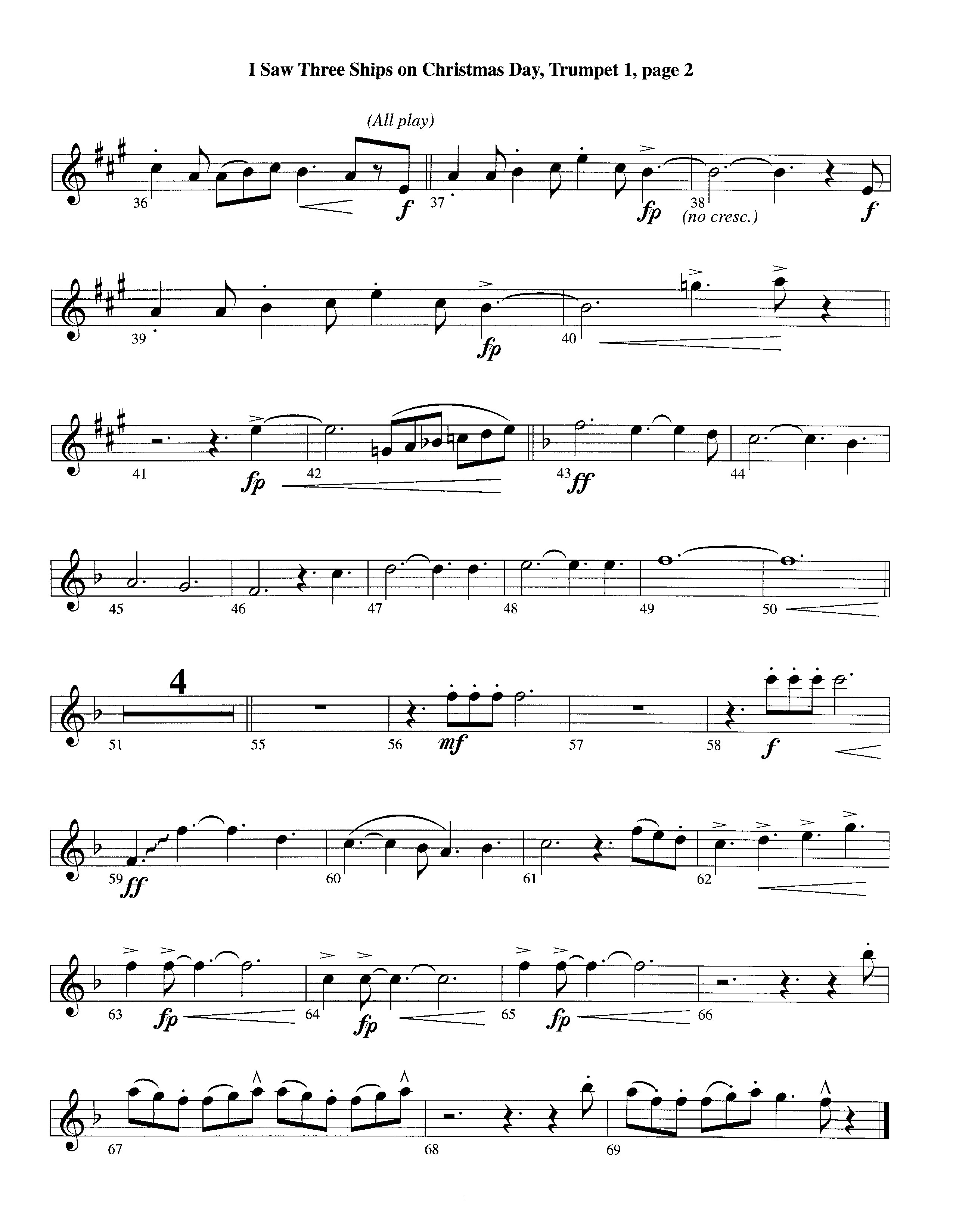 I Saw Three Ships On Christmas Day (with Joy To The World) (Instrumental) Trumpet 1 (Lifeway Worship / Arr. Michael Lawrence)
