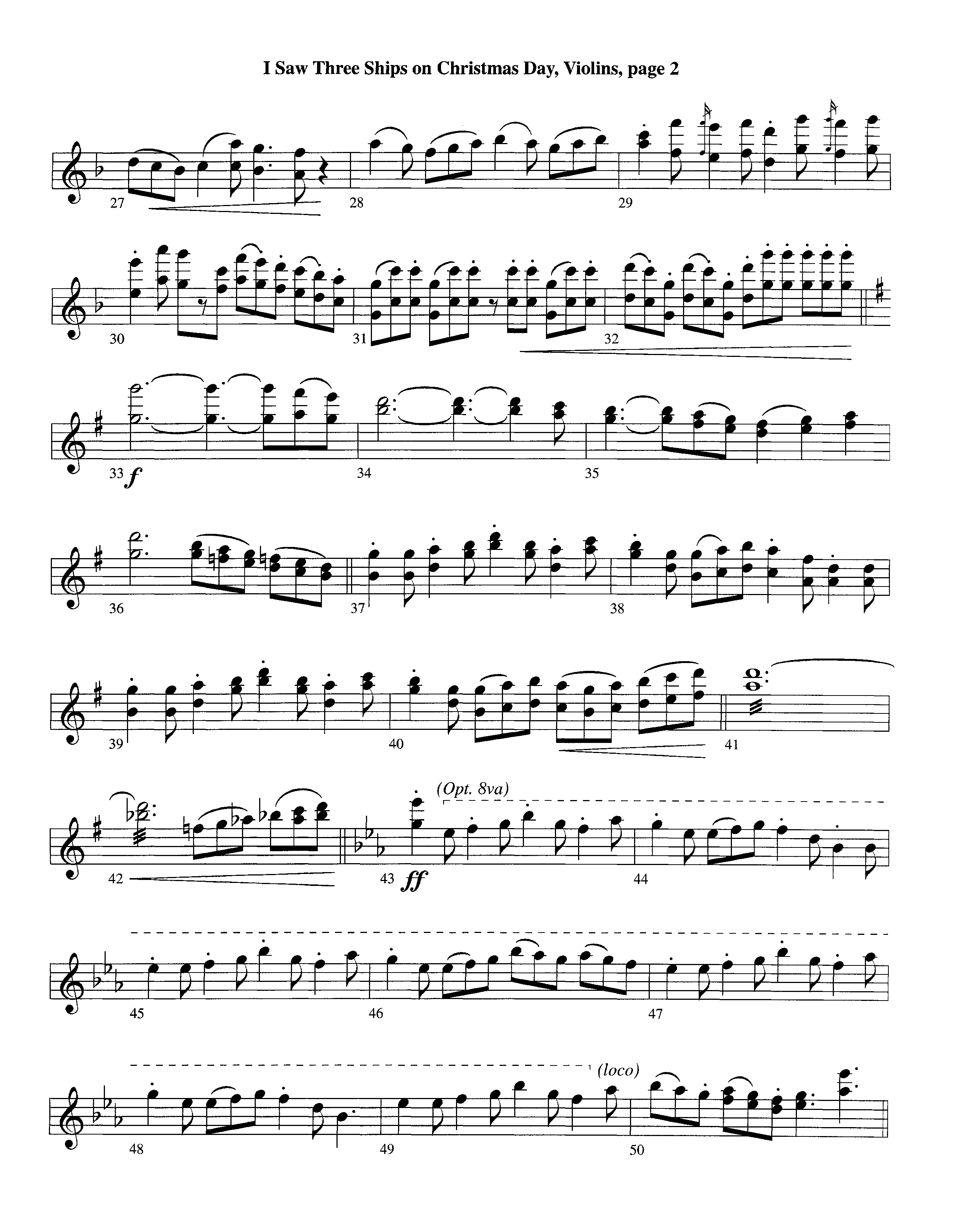 I Saw Three Ships On Christmas Day (with Joy To The World) (Instrumental) Violin 1/2 (Lifeway Worship / Arr. Michael Lawrence)