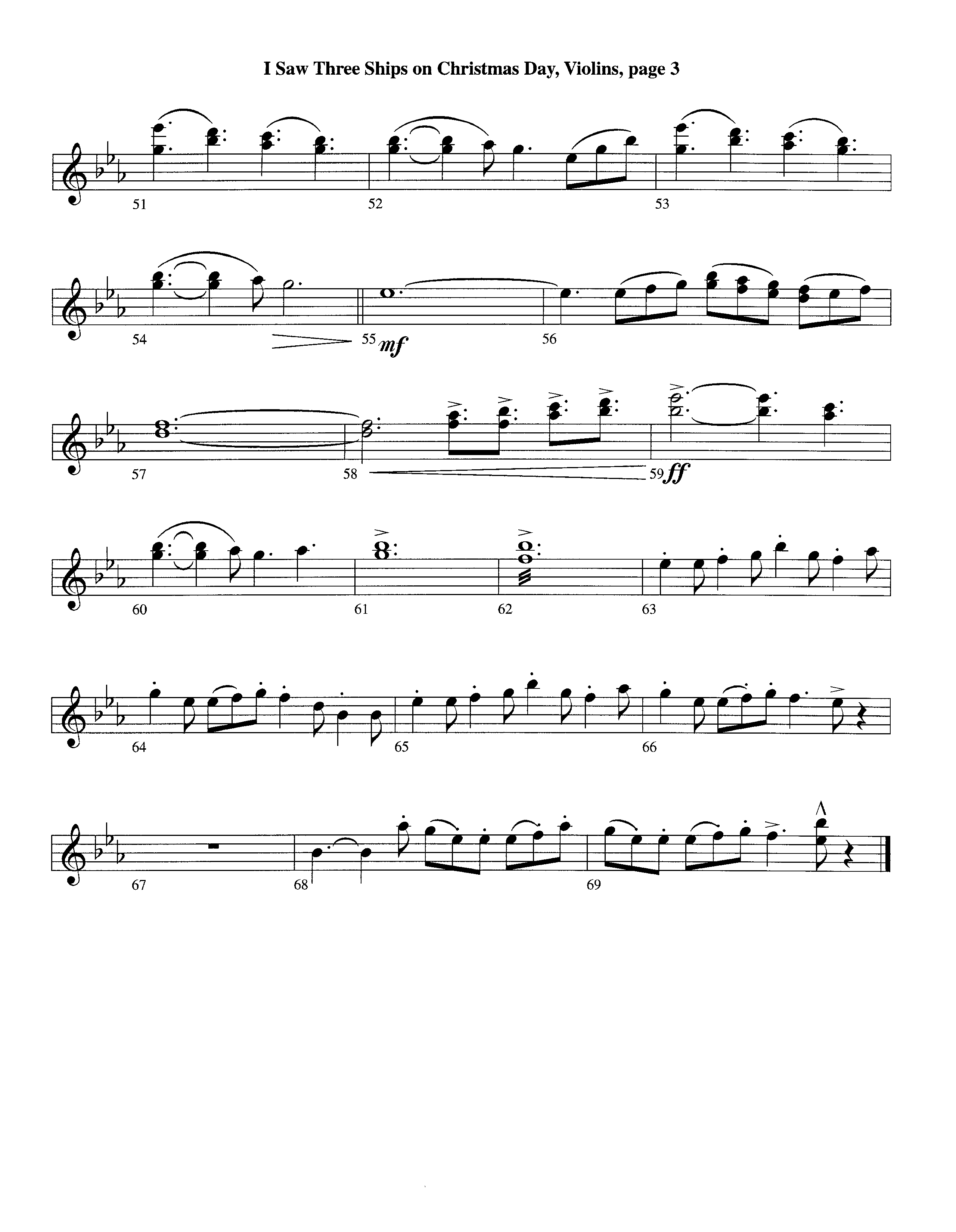 I Saw Three Ships On Christmas Day (with Joy To The World) (Instrumental) Violin 1/2 (Lifeway Worship / Arr. Michael Lawrence)
