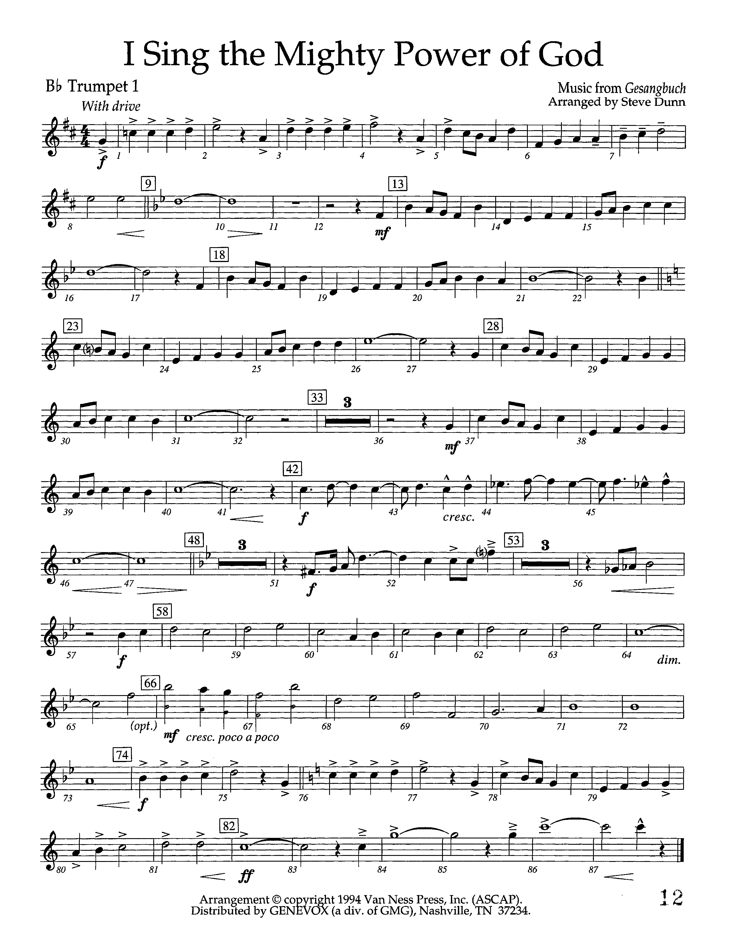 I Sing The Mighty Power Of God (Instrumental) Alto Sax 1/2 (Lifeway Worship / Arr. Steve Dunn)