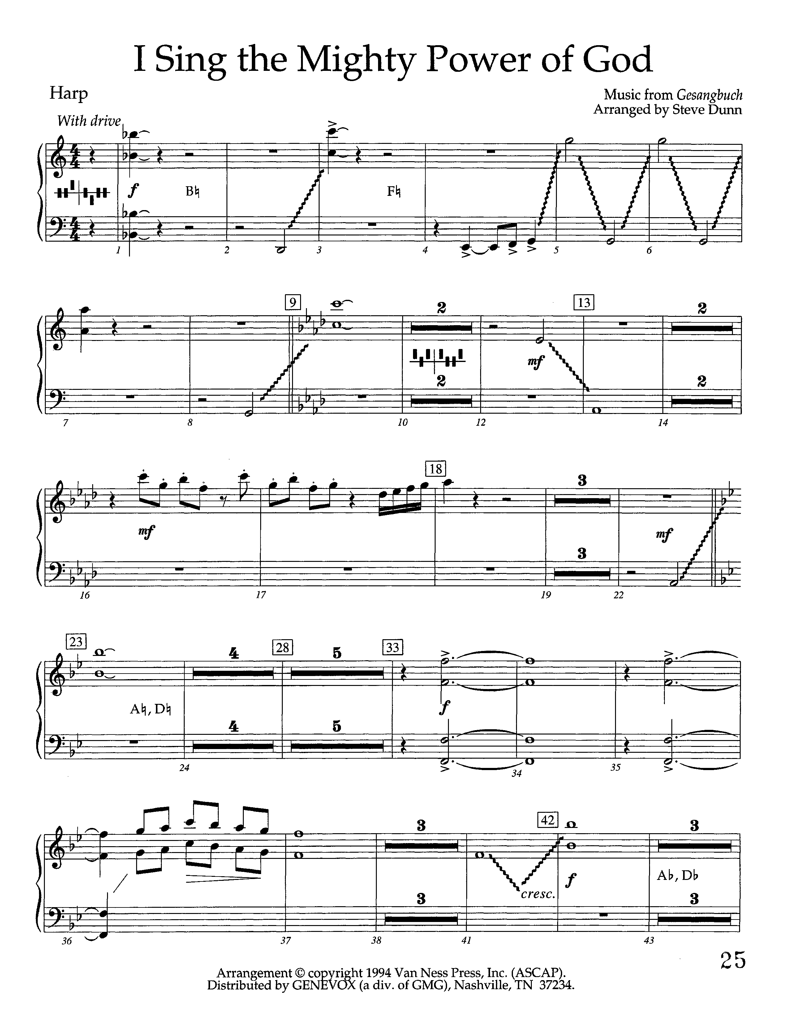 I Sing The Mighty Power Of God (Instrumental) Harp (Lifeway Worship / Arr. Steve Dunn)