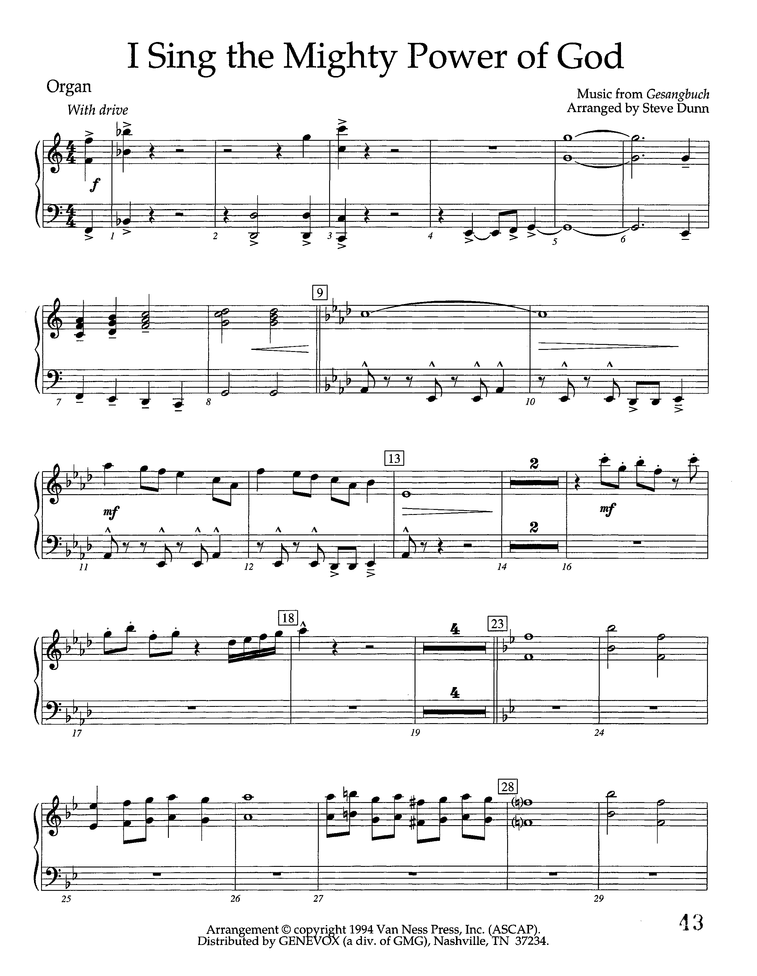 I Sing The Mighty Power Of God (Instrumental) Organ (Lifeway Worship / Arr. Steve Dunn)