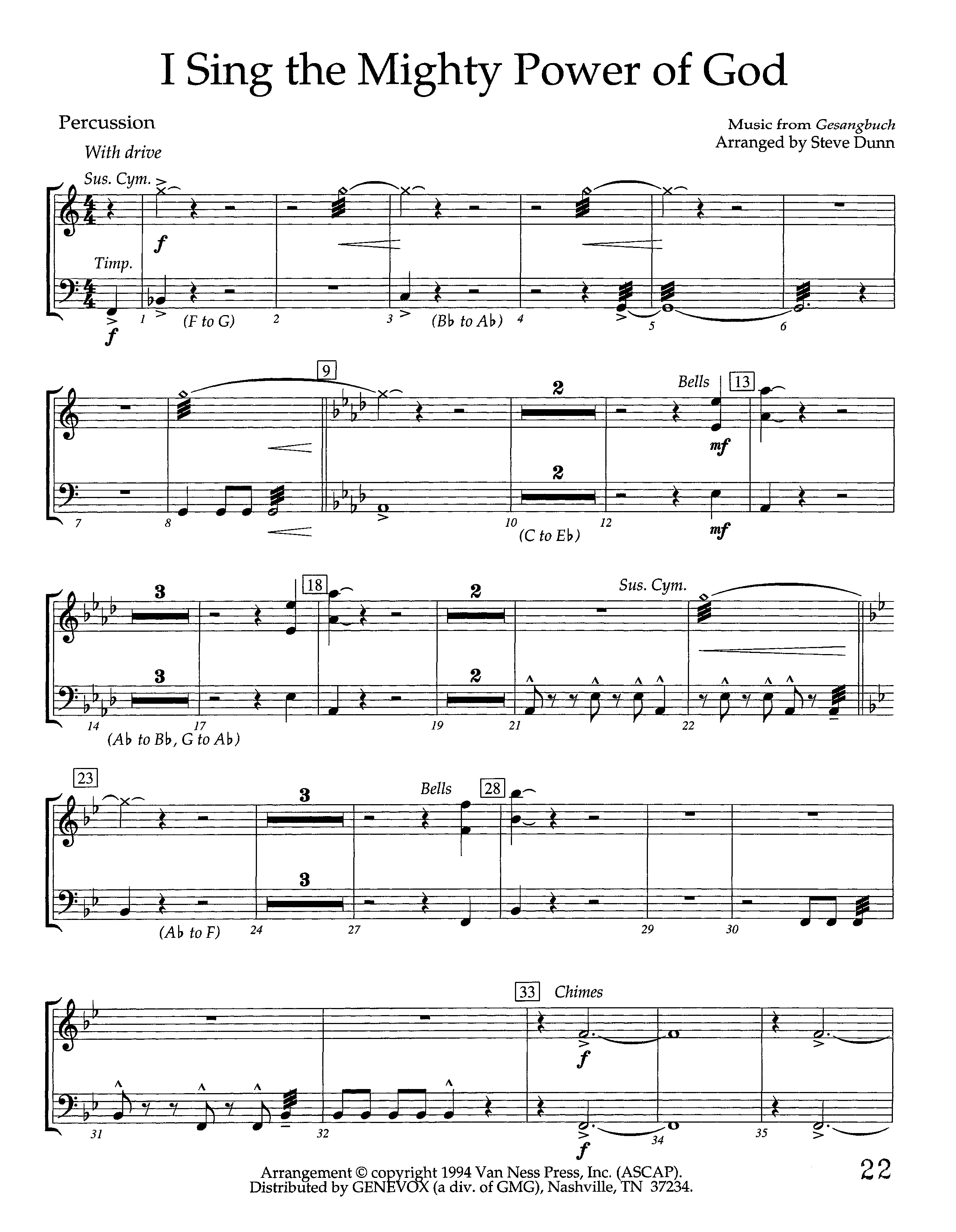 I Sing The Mighty Power Of God (Instrumental) Percussion (Lifeway Worship / Arr. Steve Dunn)