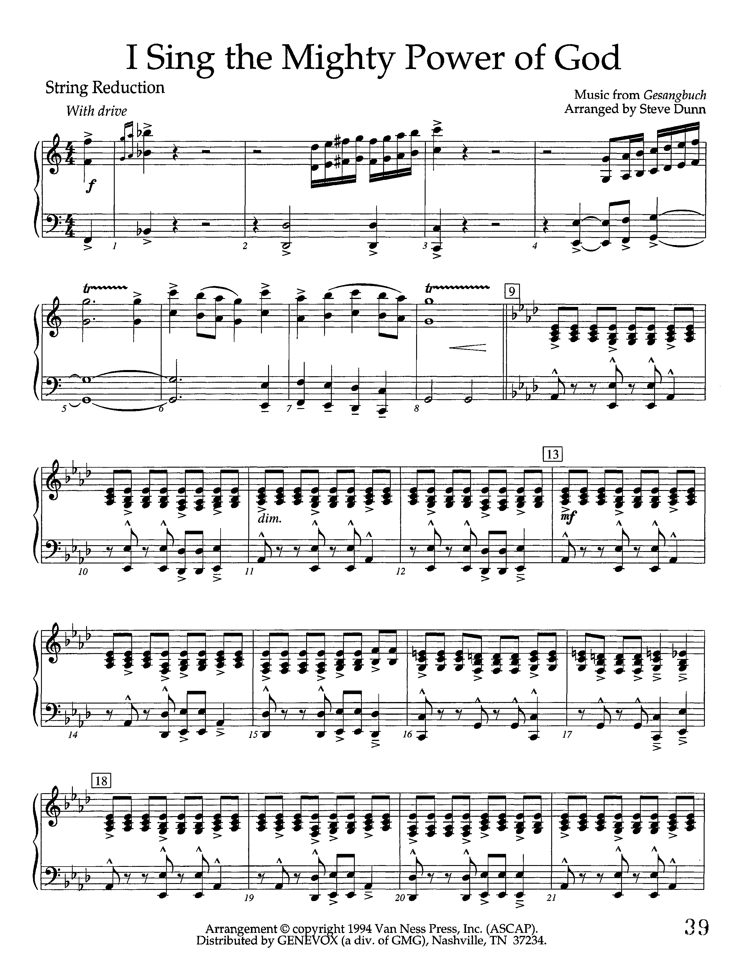 I Sing The Mighty Power Of God (Instrumental) String Reduction (Lifeway Worship / Arr. Steve Dunn)