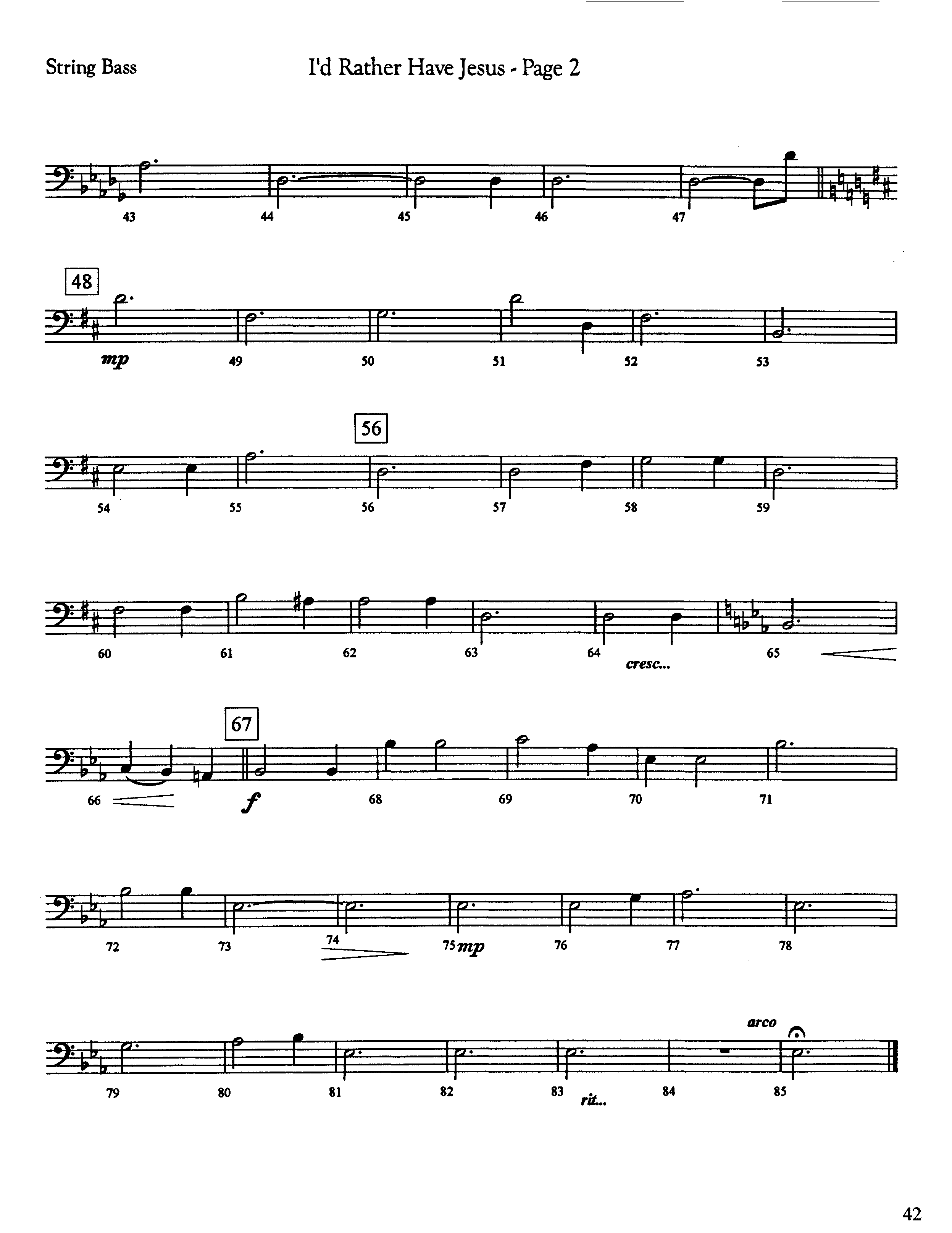 I'd Rather Have Jesus (Instrumental) Double Bass (Lifeway Worship / Arr. Jeff Cranfill)