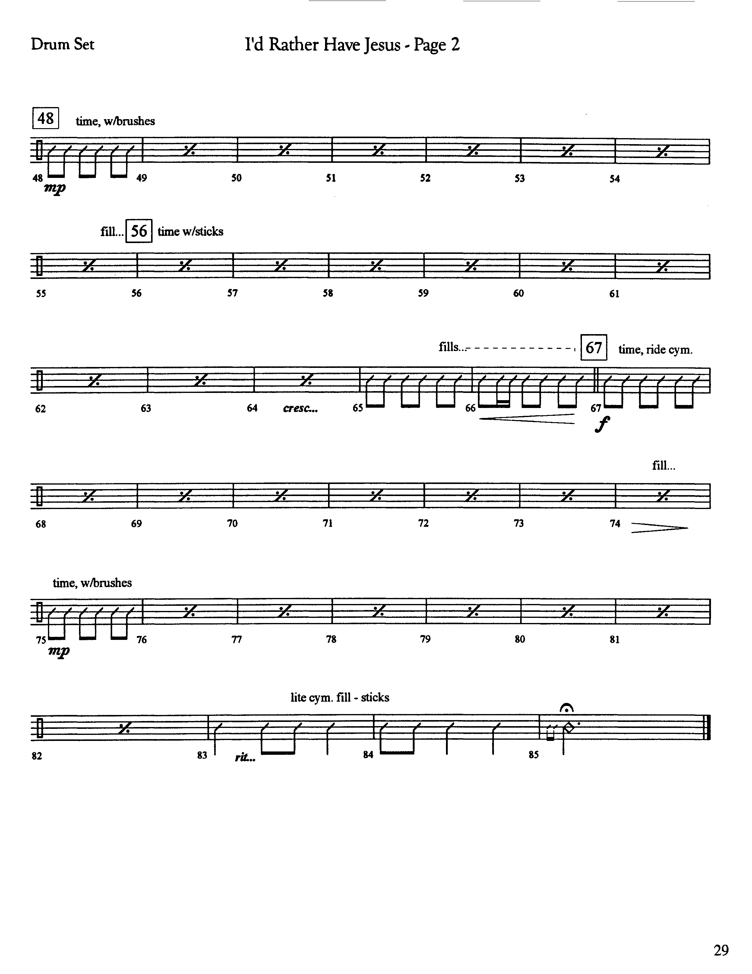 I'd Rather Have Jesus (Instrumental) Drum Set (Lifeway Worship / Arr. Jeff Cranfill)