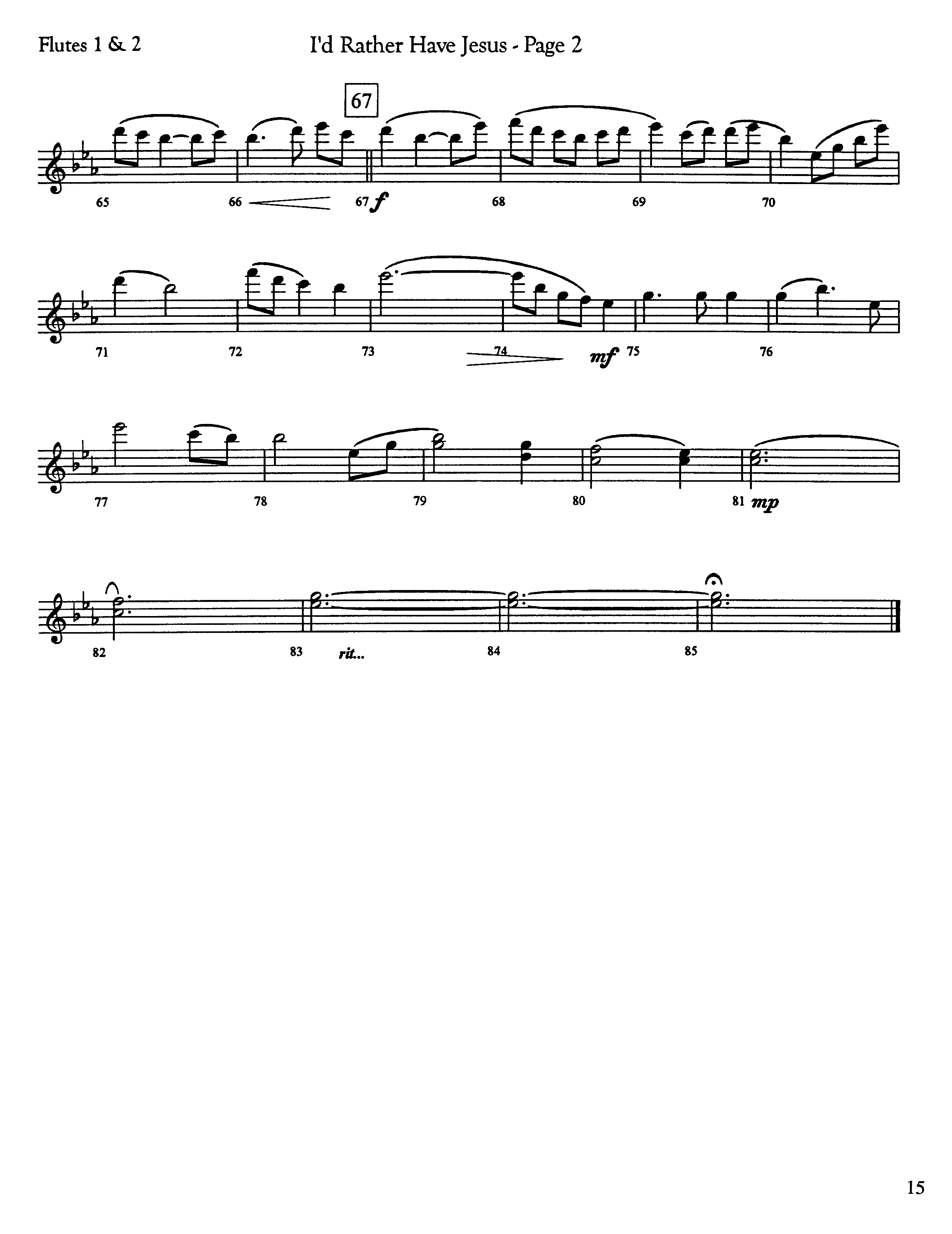 I'd Rather Have Jesus (Instrumental) Flute 1/2 (Lifeway Worship / Arr. Jeff Cranfill)