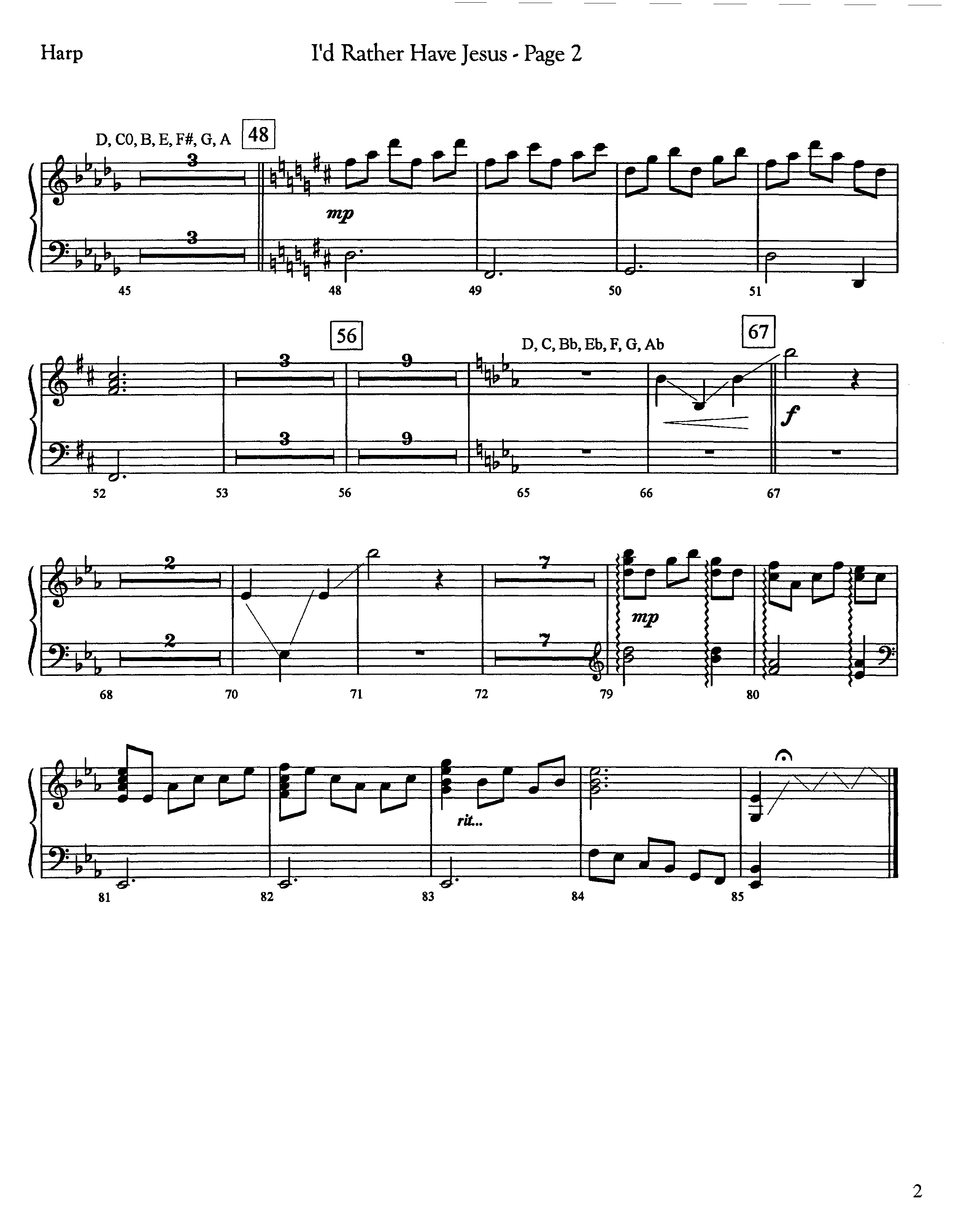 I'd Rather Have Jesus (Instrumental) Harp (Lifeway Worship / Arr. Jeff Cranfill)