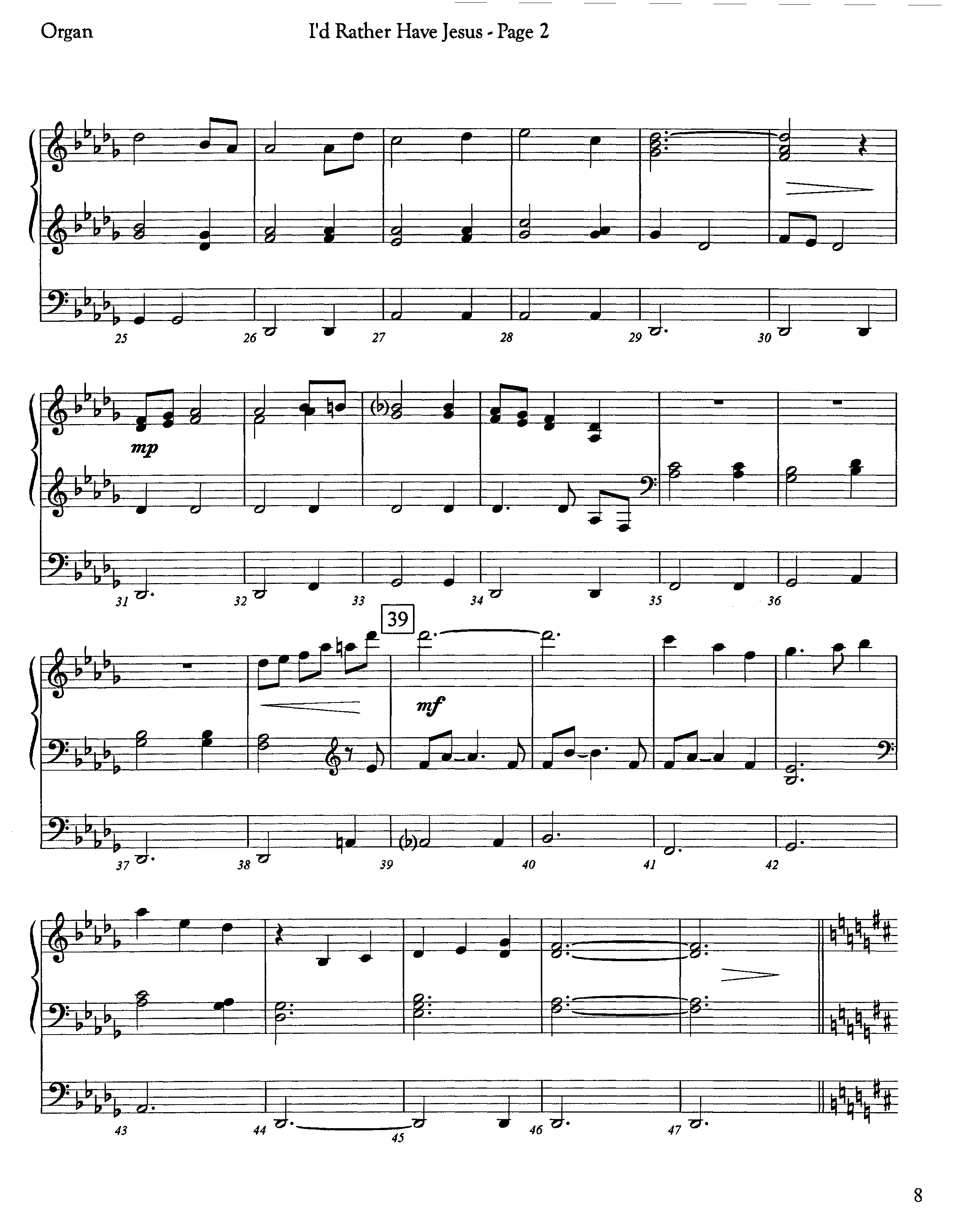 I'd Rather Have Jesus (Instrumental) Organ (Lifeway Worship / Arr. Jeff Cranfill)