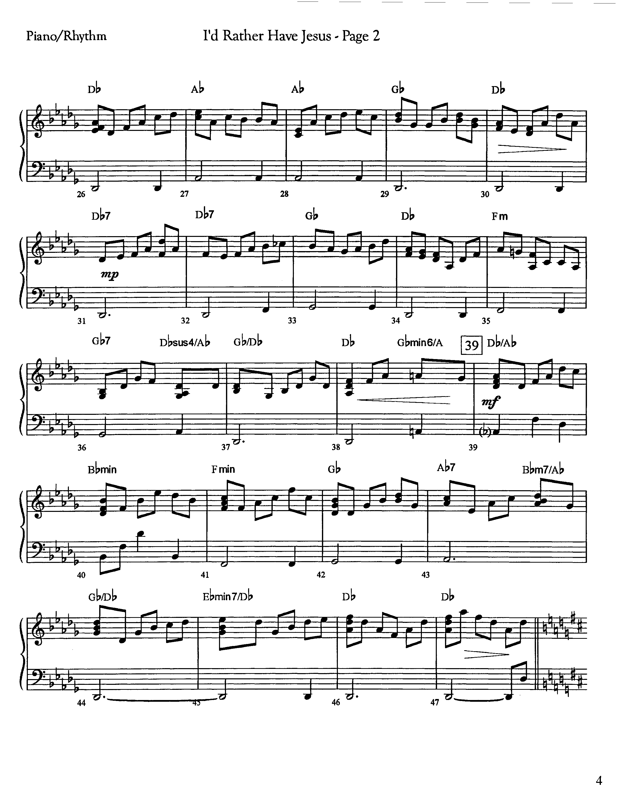 I'd Rather Have Jesus (Instrumental) Piano Sheet (Lifeway Worship / Arr. Jeff Cranfill)