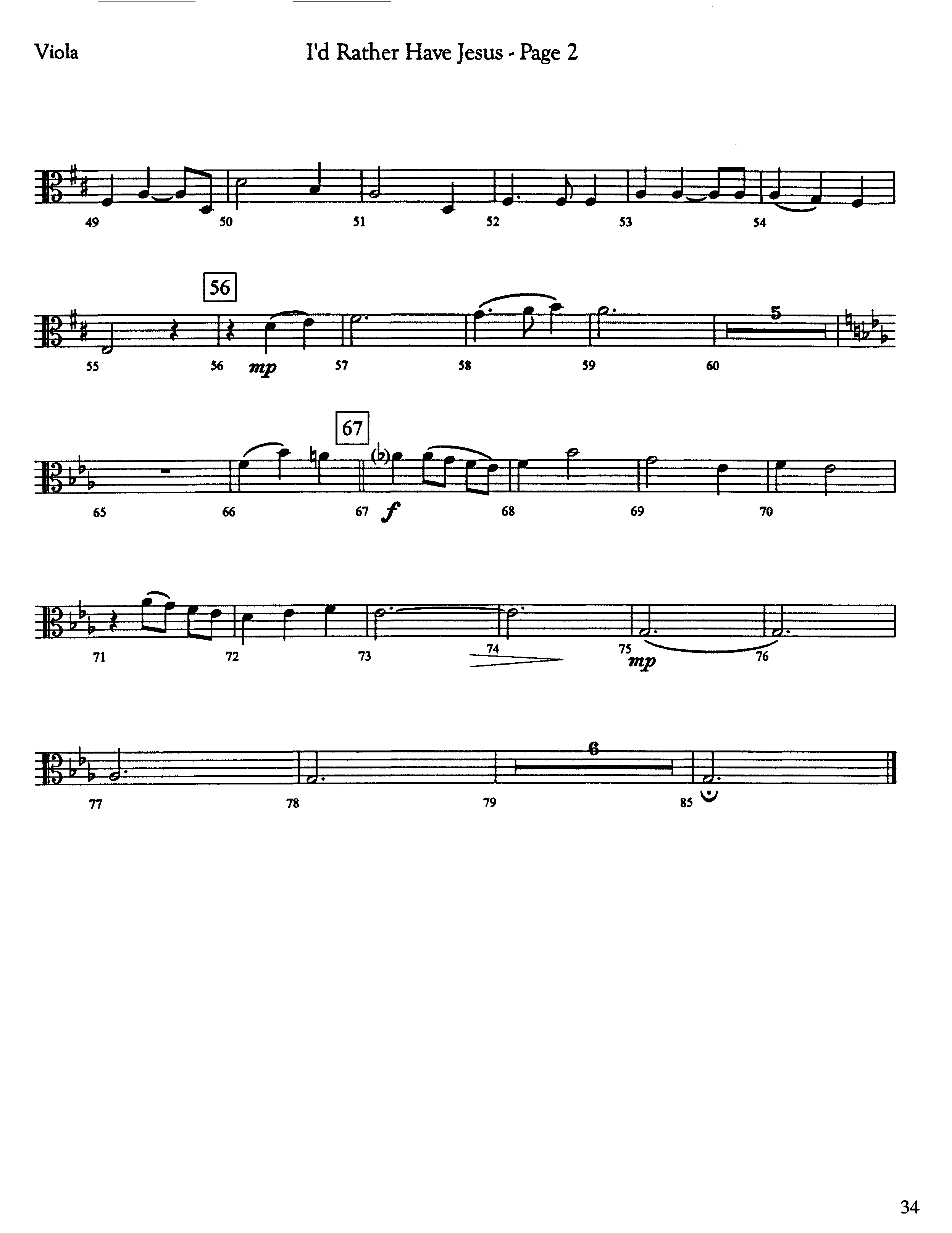 I'd Rather Have Jesus (Instrumental) Viola (Lifeway Worship / Arr. Jeff Cranfill)