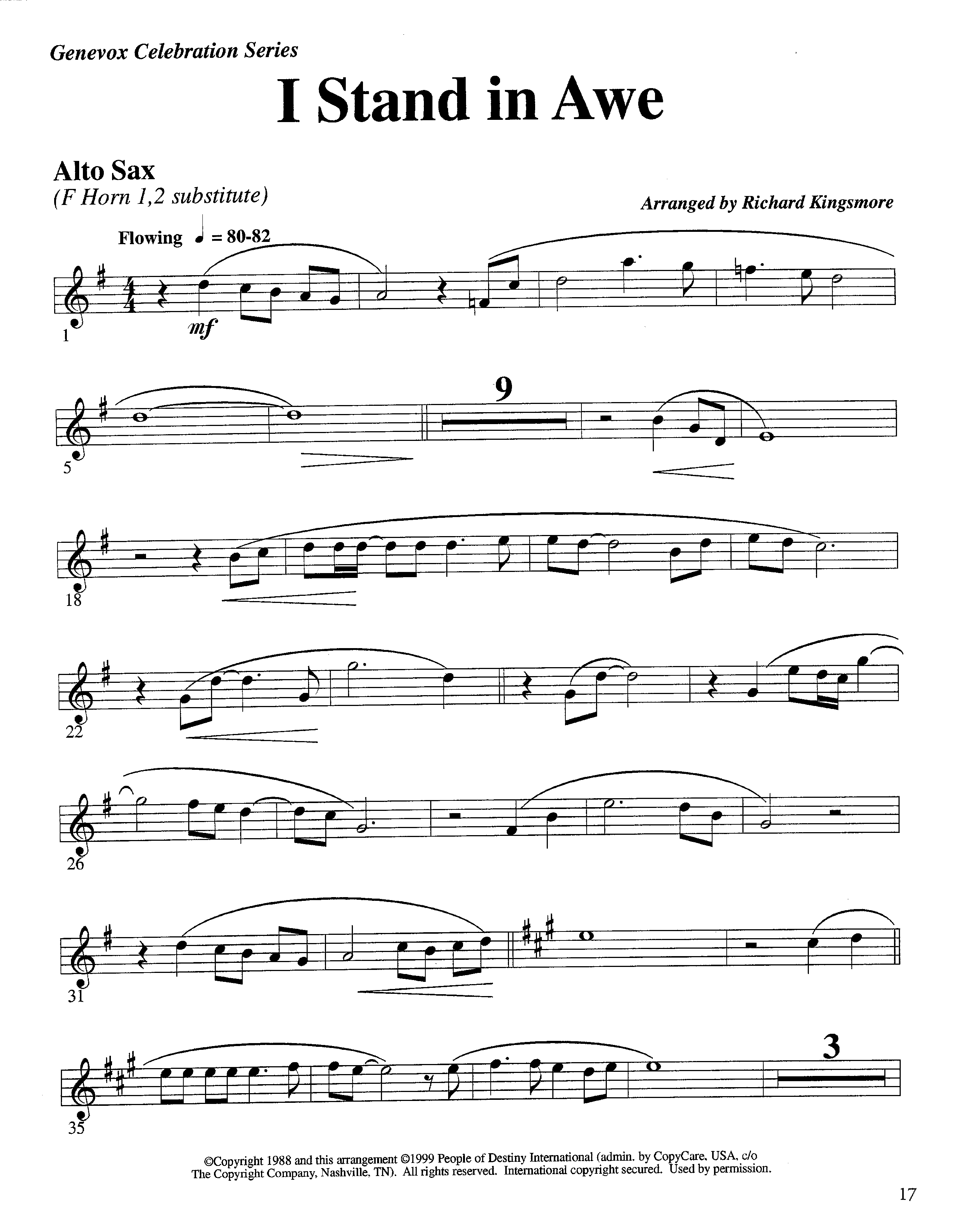 I Stand In Awe (Instrumental) Alto Sax (Lifeway Worship / Arr. Richard Kingsmore)