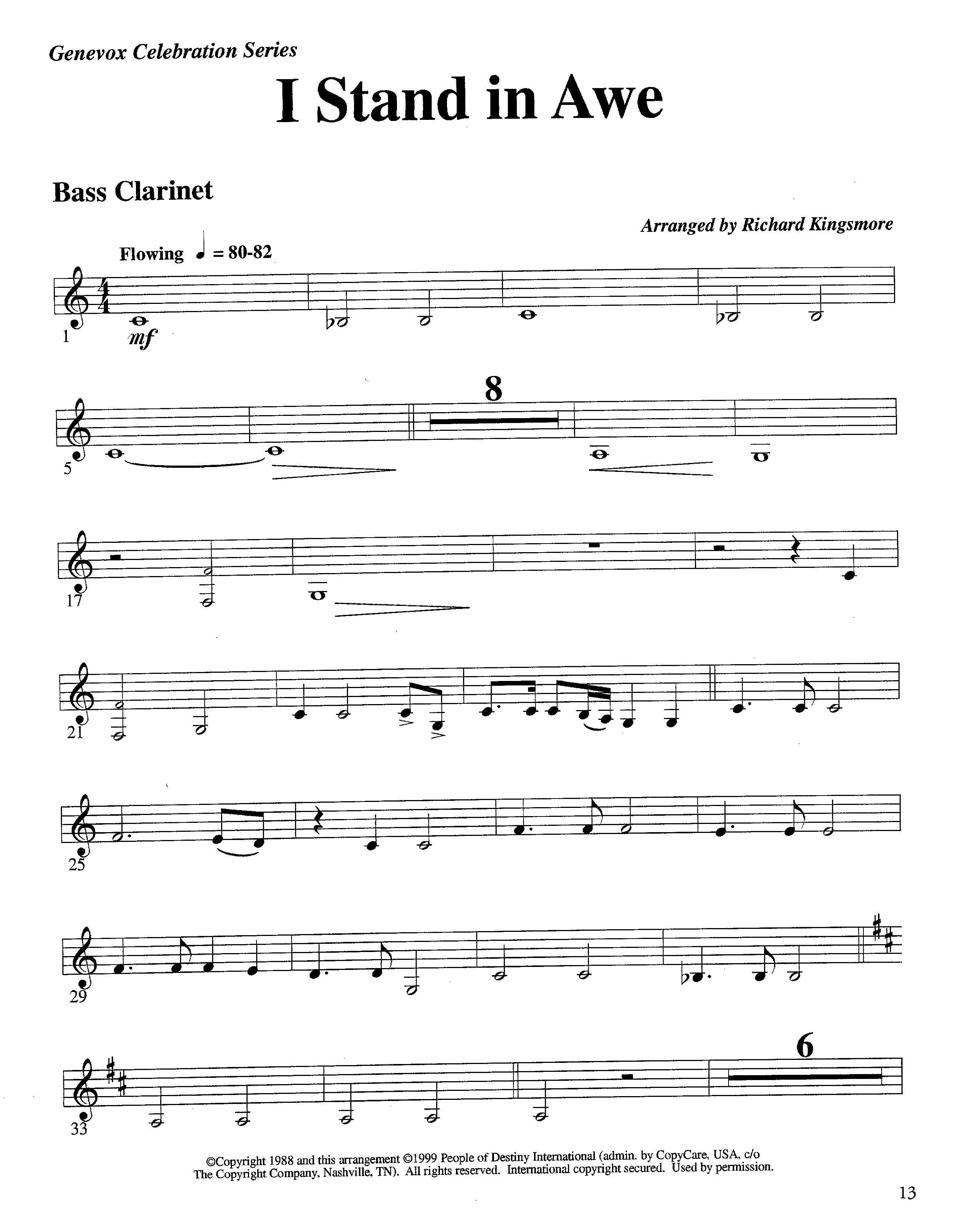 I Stand In Awe (Instrumental) Bass Clarinet (Lifeway Worship / Arr. Richard Kingsmore)