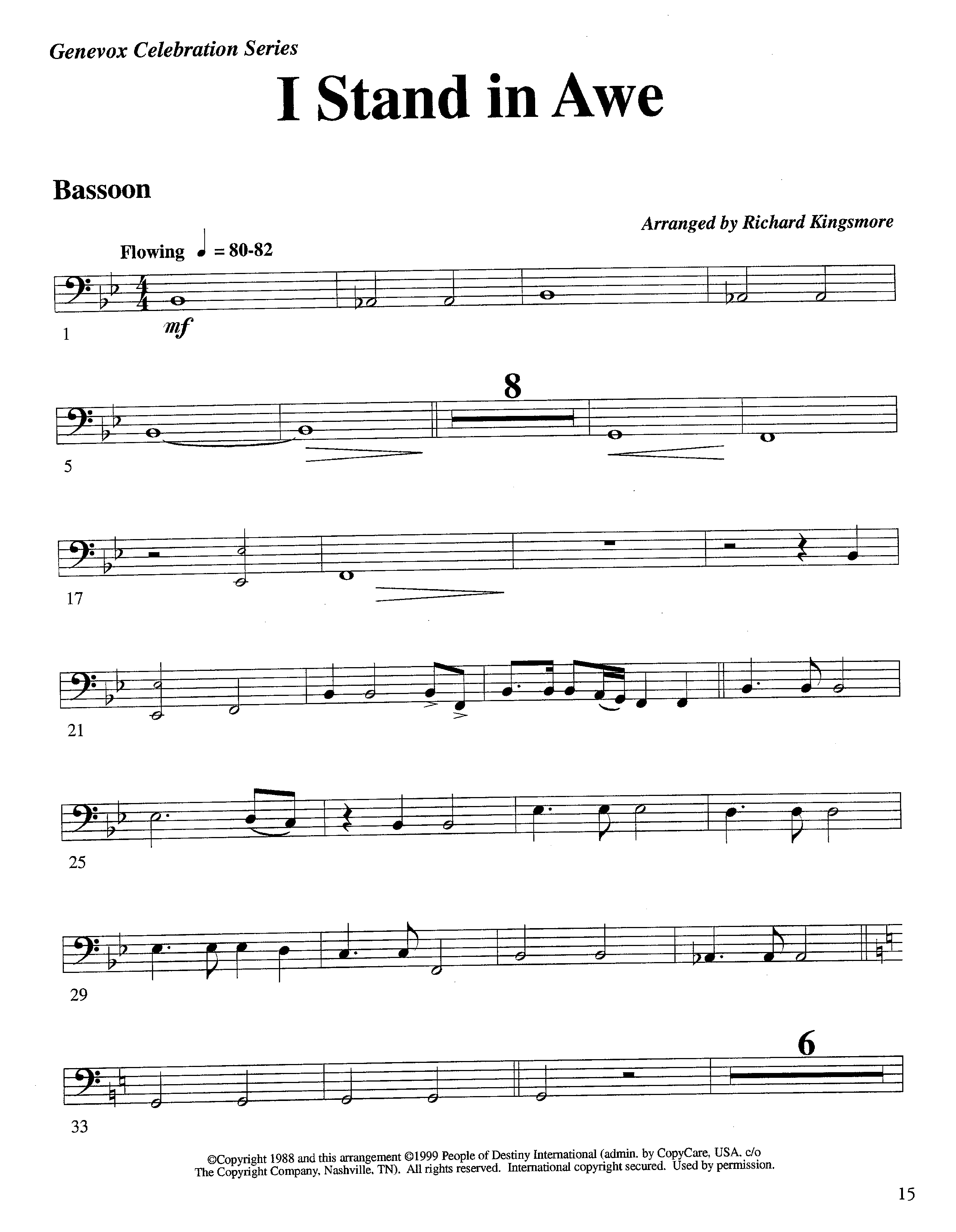 I Stand In Awe (Instrumental) Bassoon (Lifeway Worship / Arr. Richard Kingsmore)