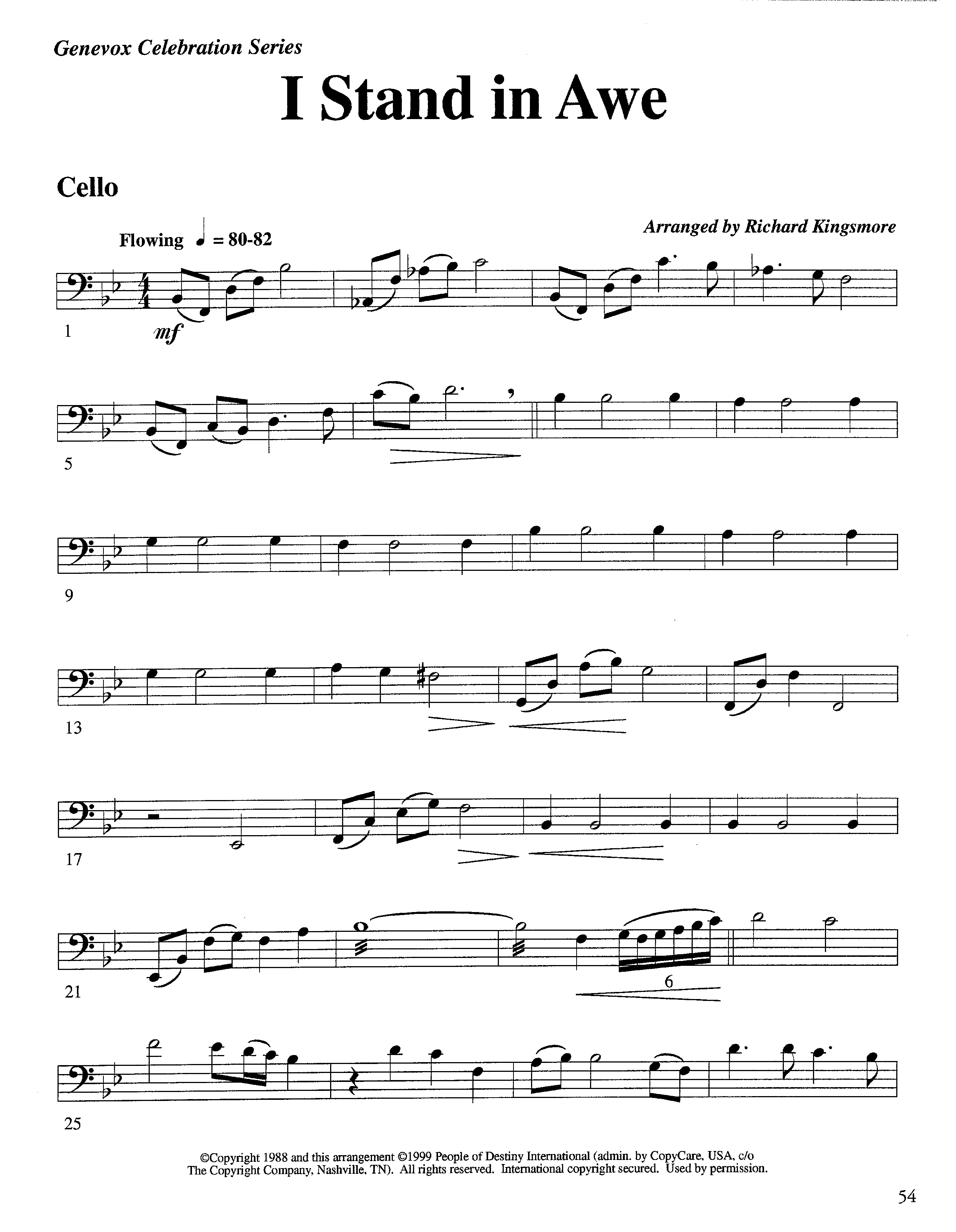 I Stand In Awe (Instrumental) Cello (Lifeway Worship / Arr. Richard Kingsmore)