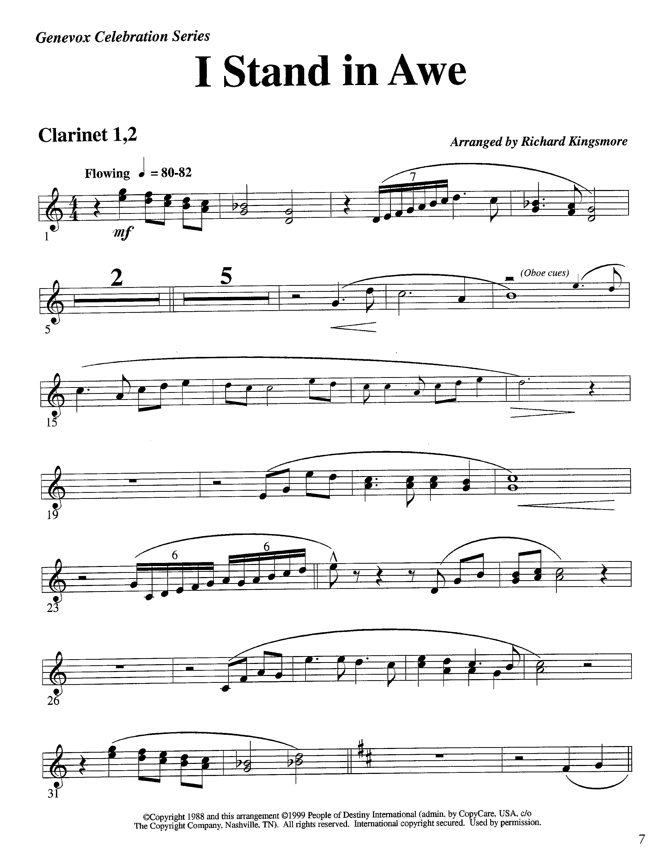 I Stand In Awe (Instrumental) Clarinet 1/2 (Lifeway Worship / Arr. Richard Kingsmore)