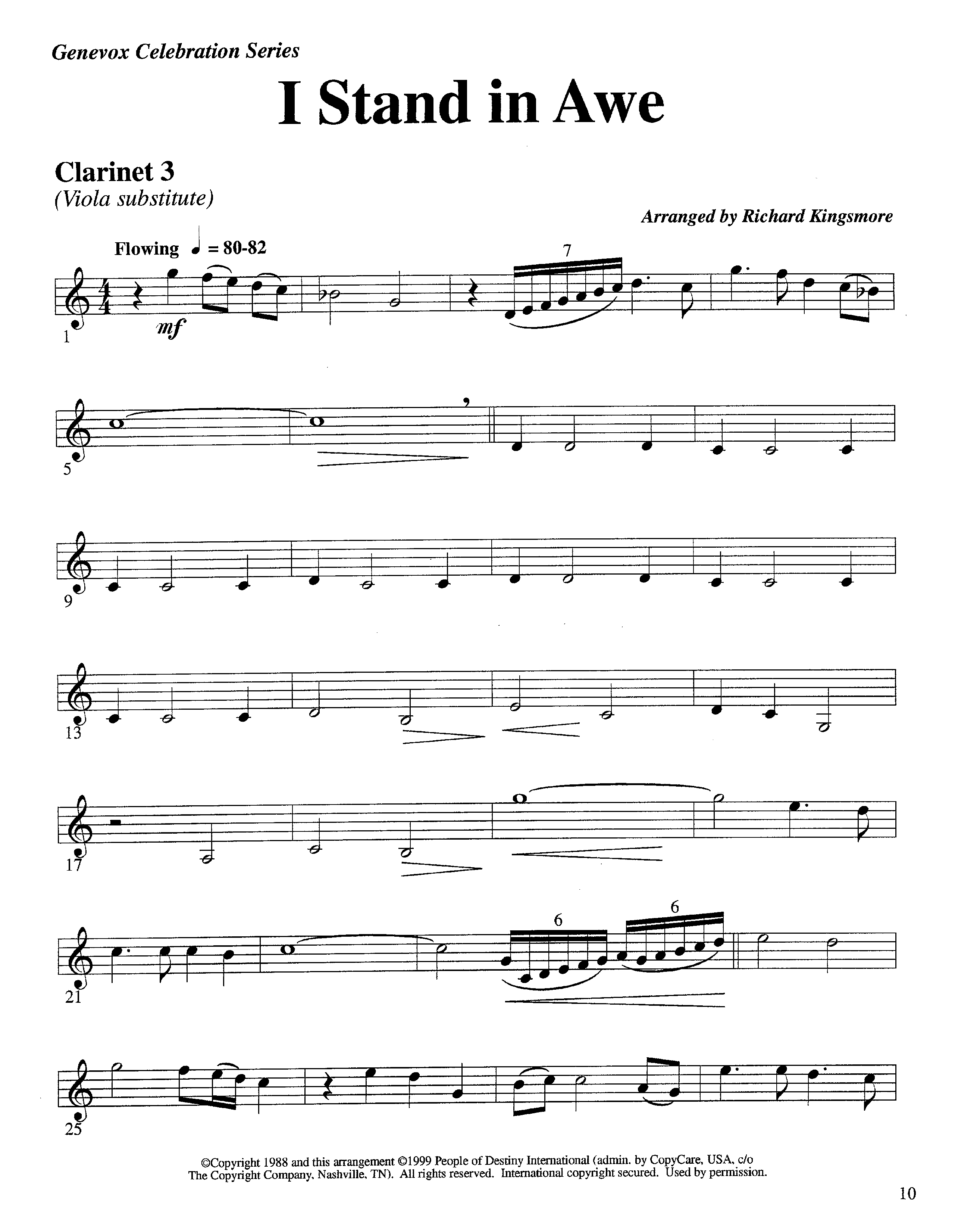 I Stand In Awe (Instrumental) Clarinet 3 (Lifeway Worship / Arr. Richard Kingsmore)