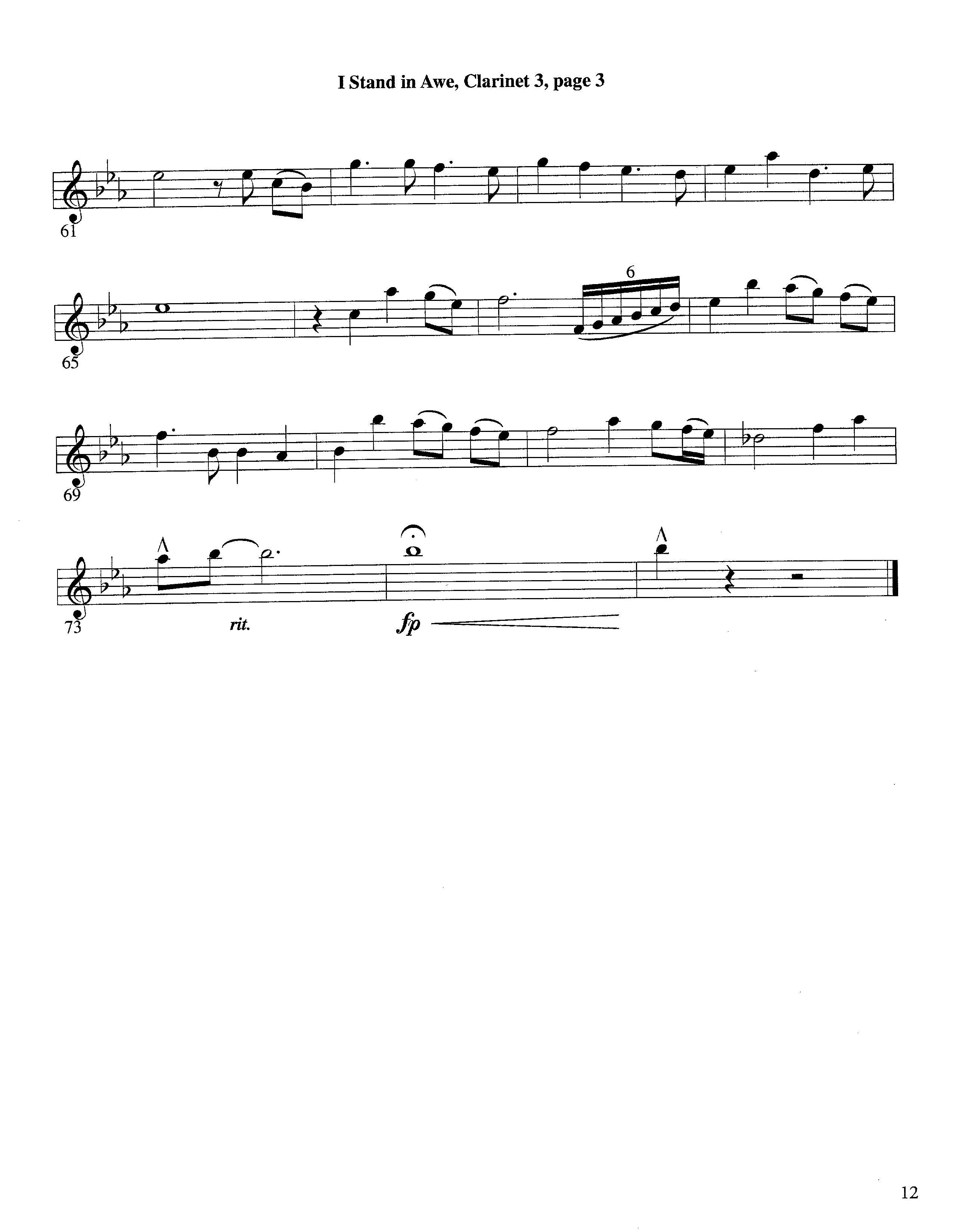 I Stand In Awe (Instrumental) Clarinet 3 (Lifeway Worship / Arr. Richard Kingsmore)