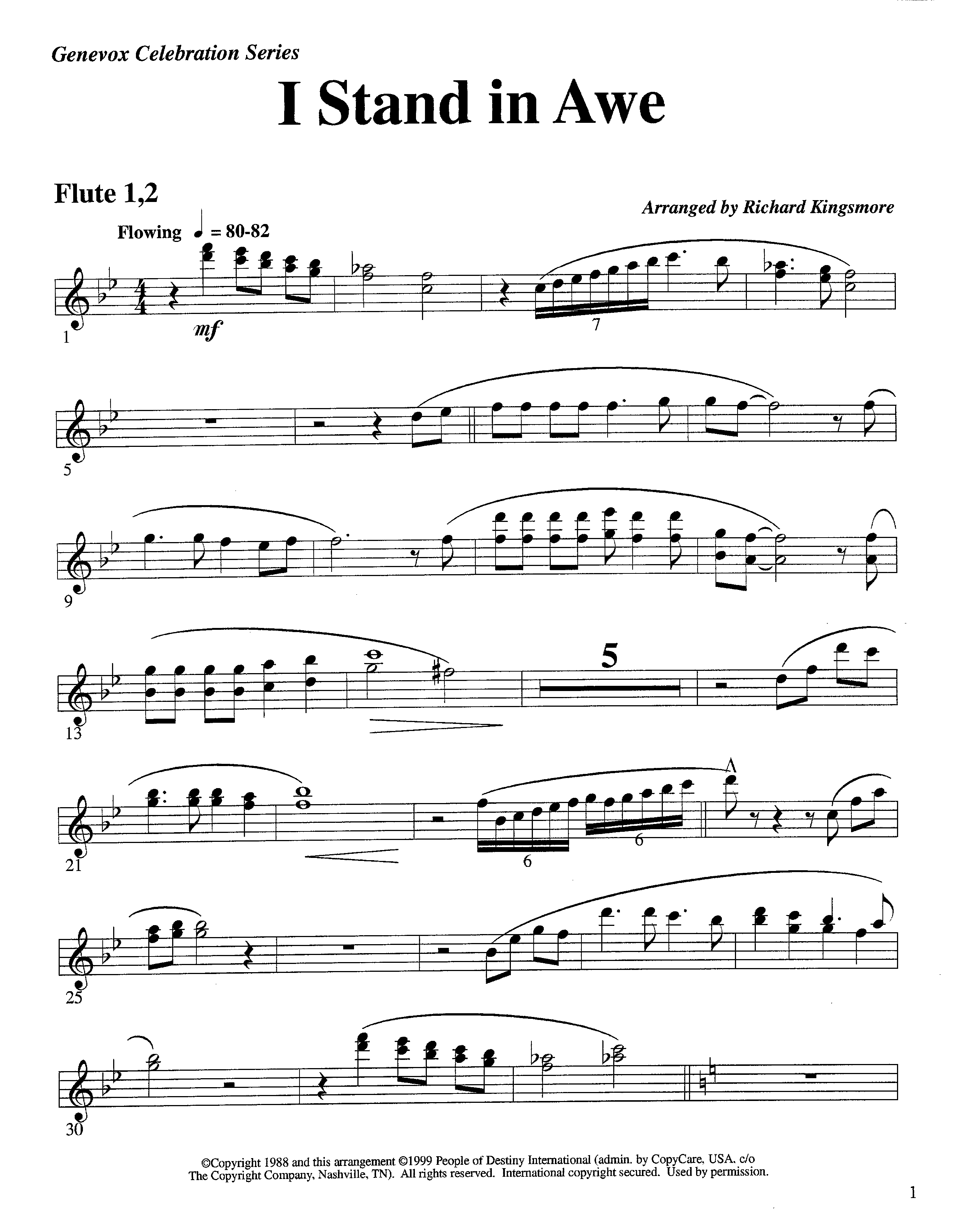 I Stand In Awe (Instrumental) Flute 1/2 (Lifeway Worship / Arr. Richard Kingsmore)