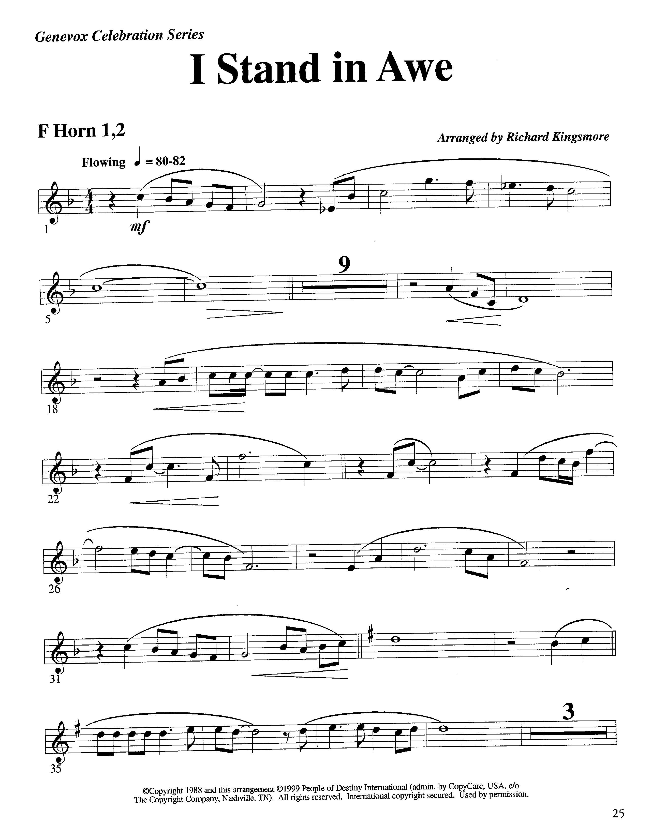 I Stand In Awe (Instrumental) French Horn 1/2 (Lifeway Worship / Arr. Richard Kingsmore)