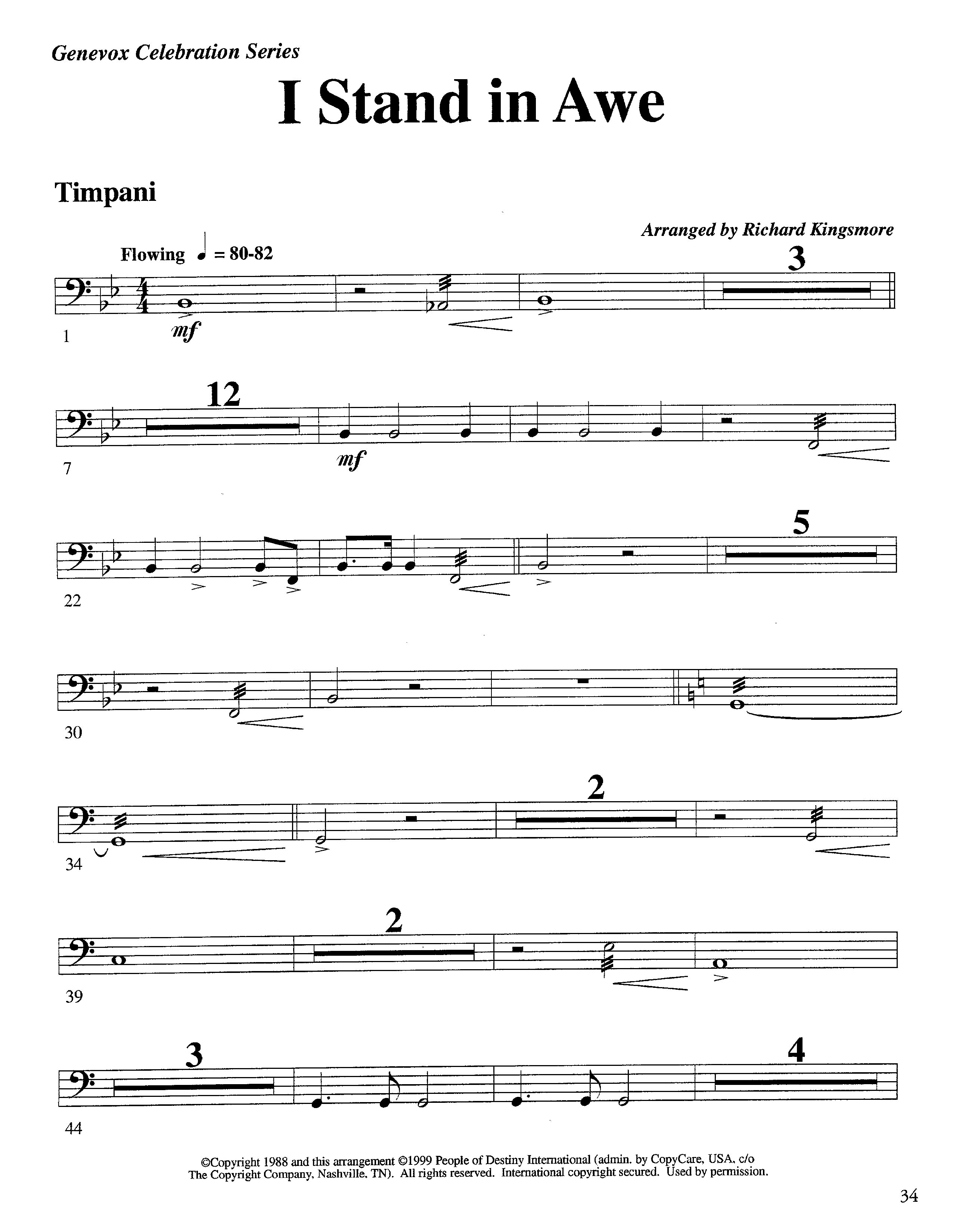 I Stand In Awe (Instrumental) Timpani (Lifeway Worship / Arr. Richard Kingsmore)