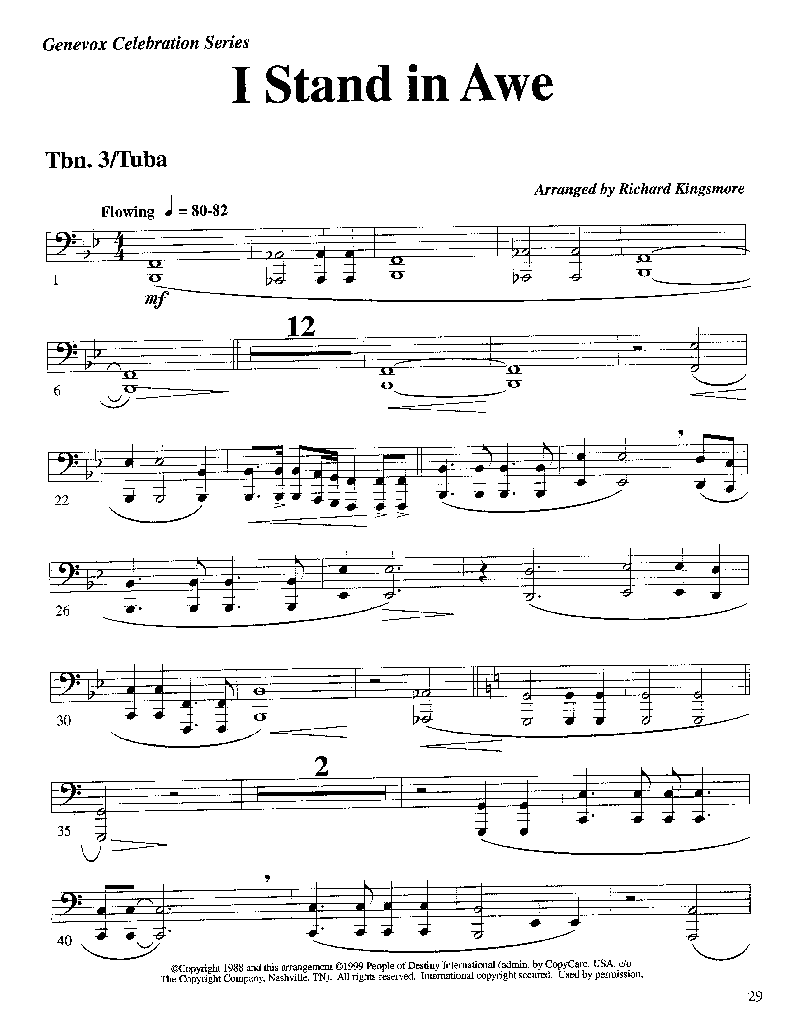 I Stand In Awe (Instrumental) Trombone 3/Tuba (Lifeway Worship / Arr. Richard Kingsmore)