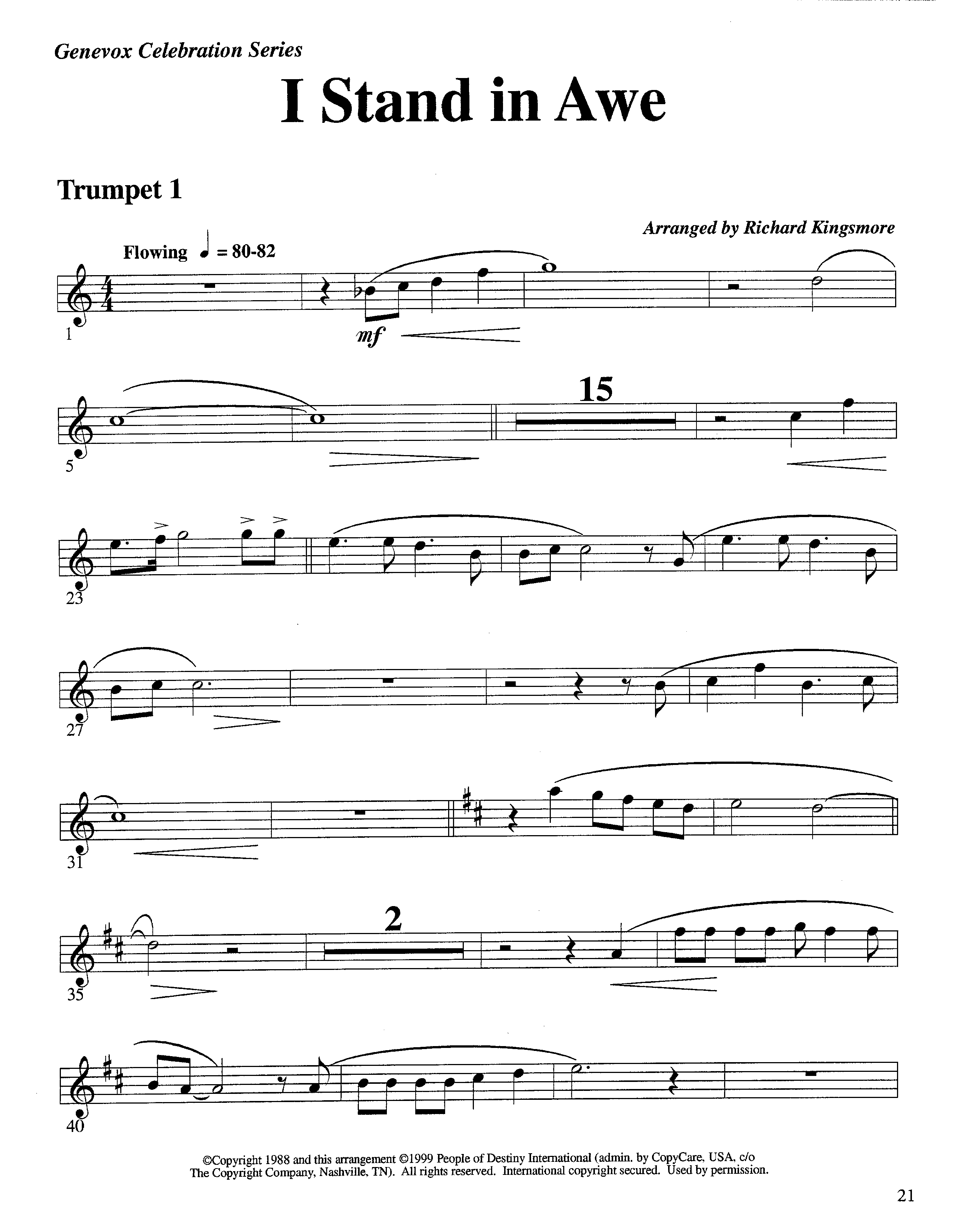 I Stand In Awe (Instrumental) Trumpet 1 (Lifeway Worship / Arr. Richard Kingsmore)