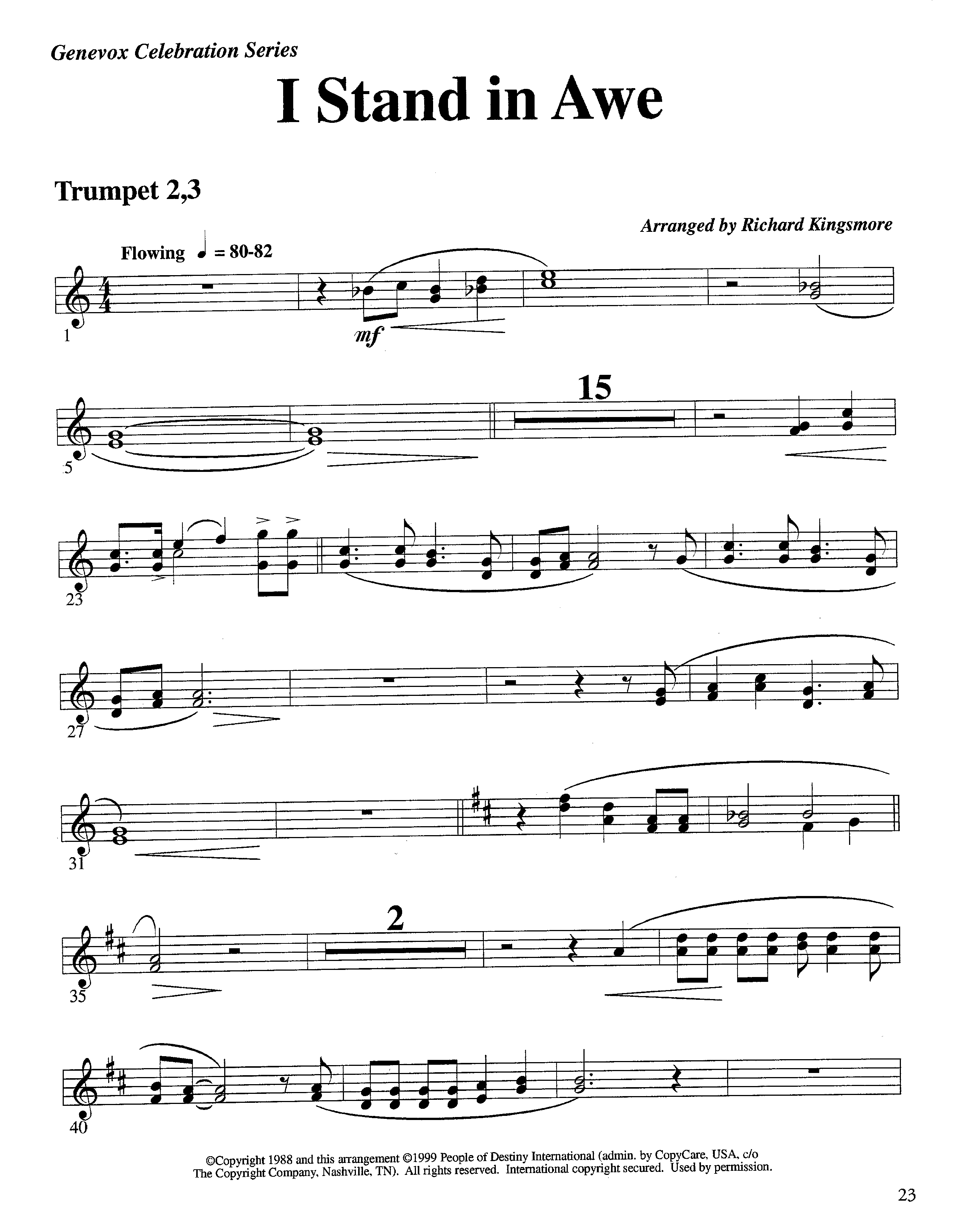 I Stand In Awe (Instrumental) Trumpet 2/3 (Lifeway Worship / Arr. Richard Kingsmore)