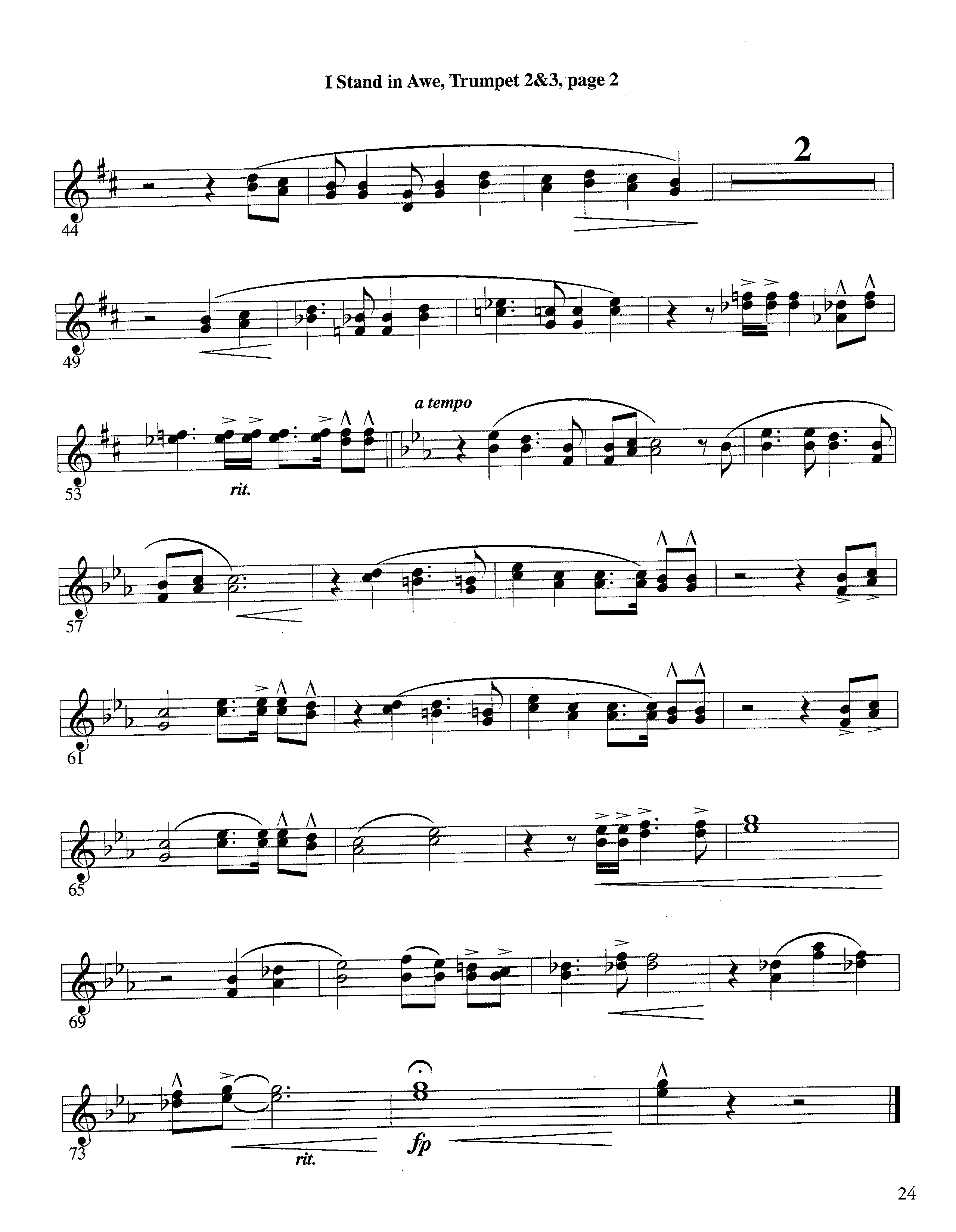 I Stand In Awe (Instrumental) Trumpet 2/3 (Lifeway Worship / Arr. Richard Kingsmore)