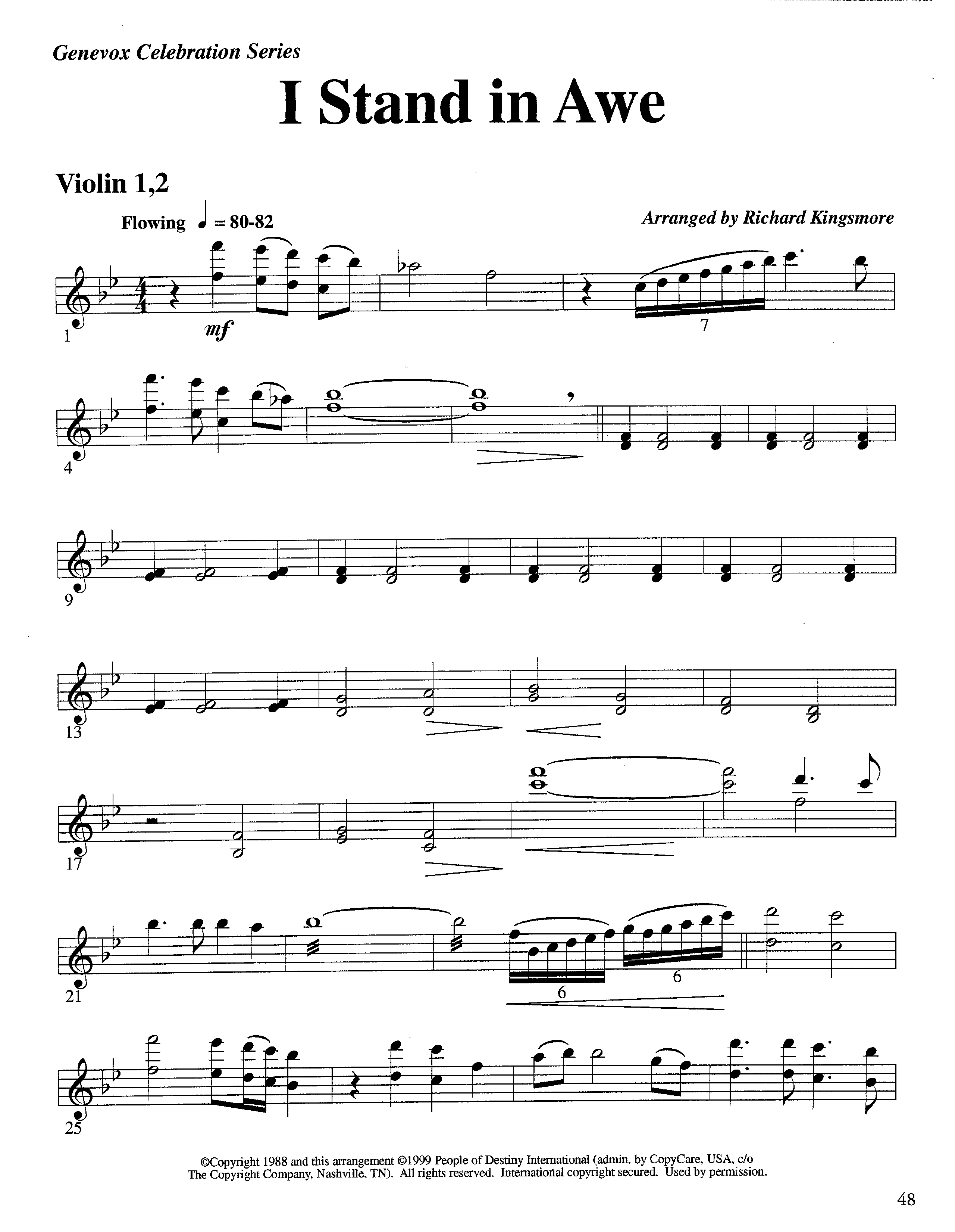 I Stand In Awe (Instrumental) Violin 1/2 (Lifeway Worship / Arr. Richard Kingsmore)