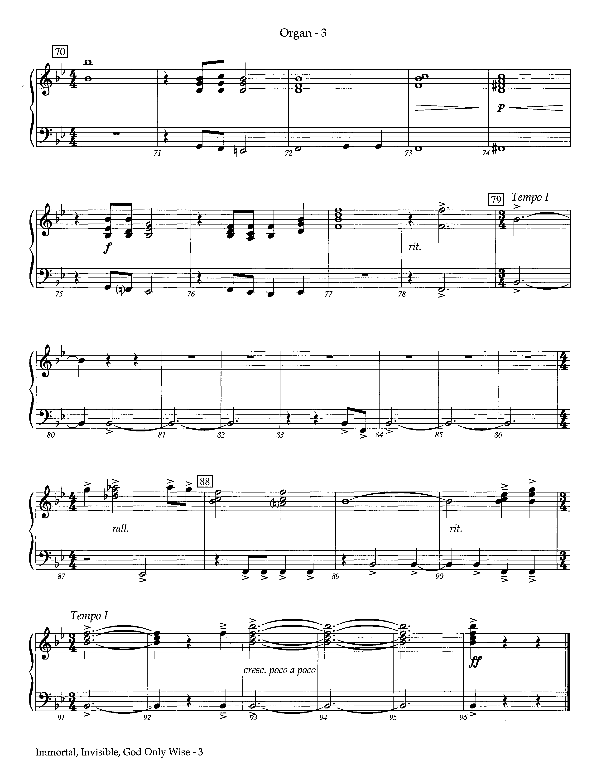 Immortal Invisible God Only Wise (Instrumental) Organ (Lifeway Worship / Arr. Steve Dunn)