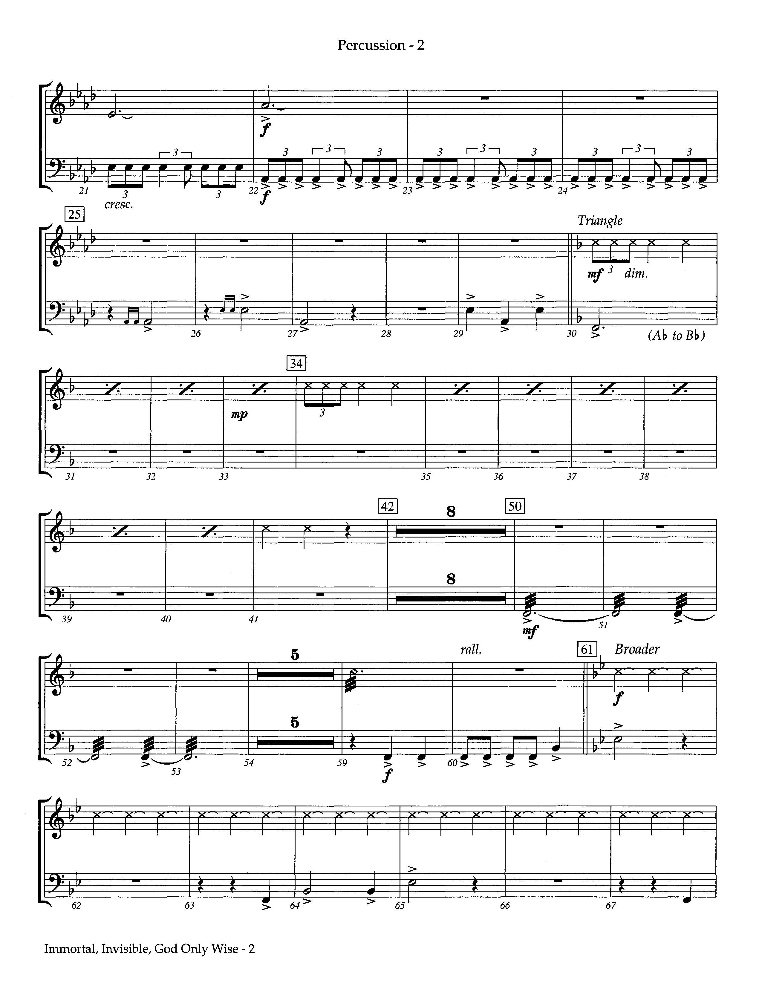 Immortal Invisible God Only Wise (Instrumental) Percussion (Lifeway Worship / Arr. Steve Dunn)