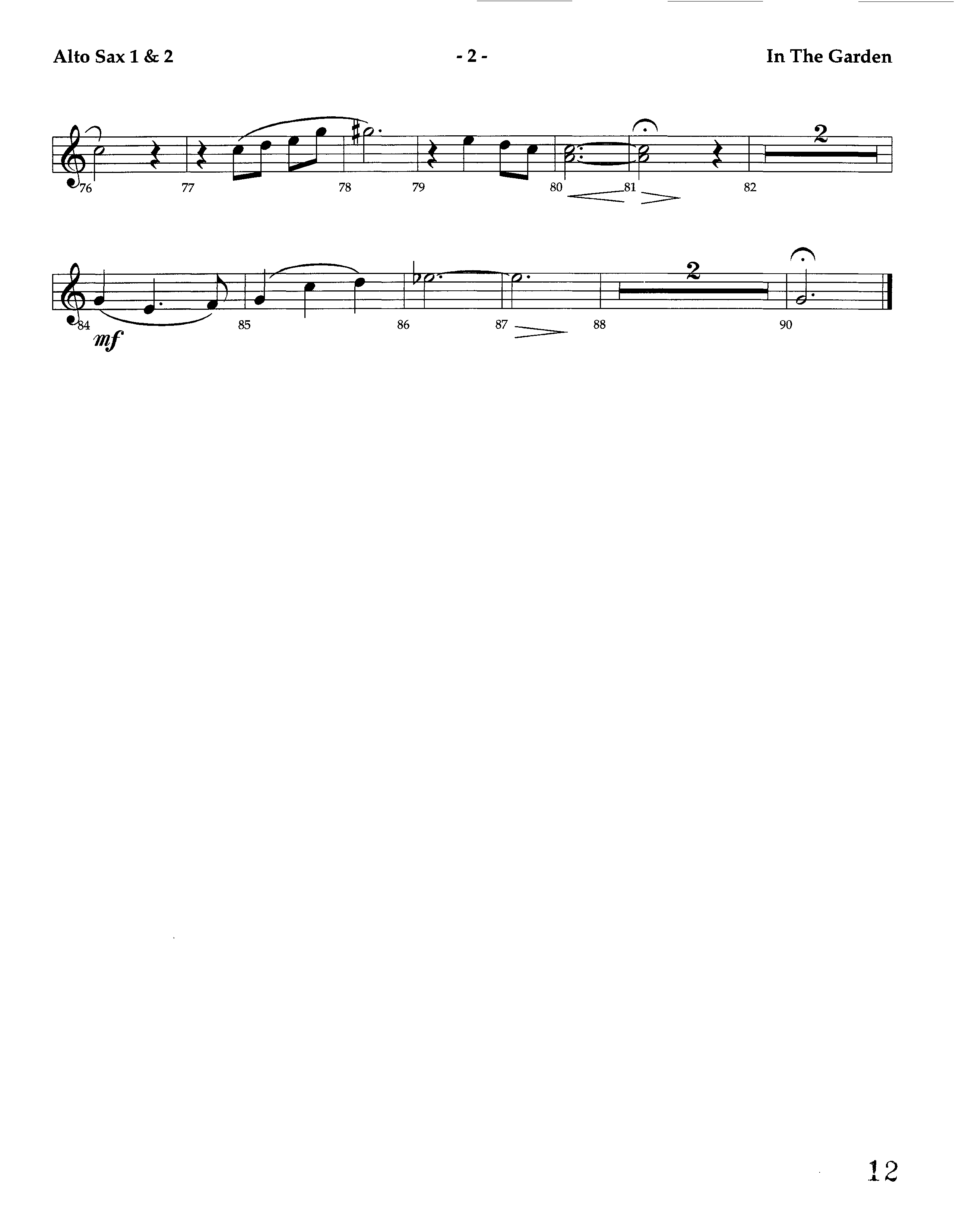 In The Garden (Instrumental) Alto Sax 1/2 (Lifeway Worship / Arr. Marty Hamby)